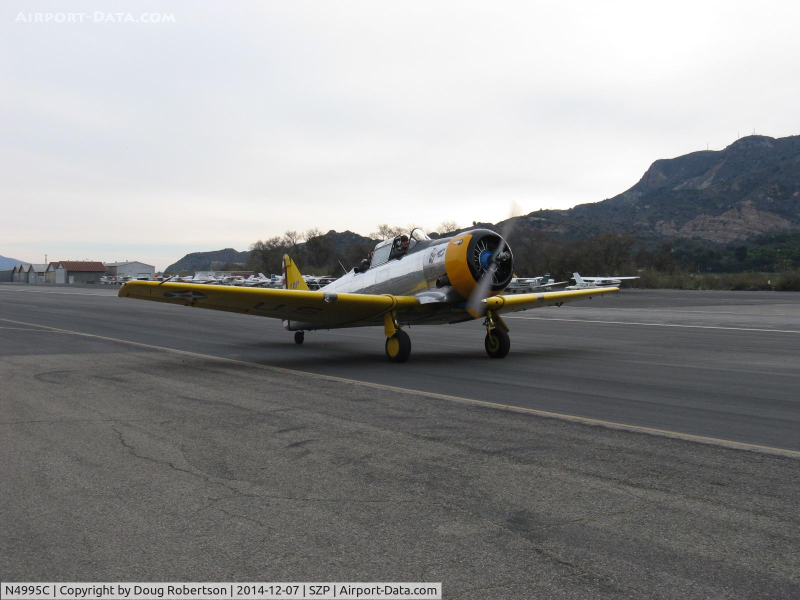 N4995C, 1949 North American T-6G Texan C/N 168-481, 1949 North American T-6G TEXAN 'Thirsty Girl' of Condor Squadron, 1949 factory reman, P&W R-1340 600 Hp radial, Experimental class warbird, taxi to Rwy 04