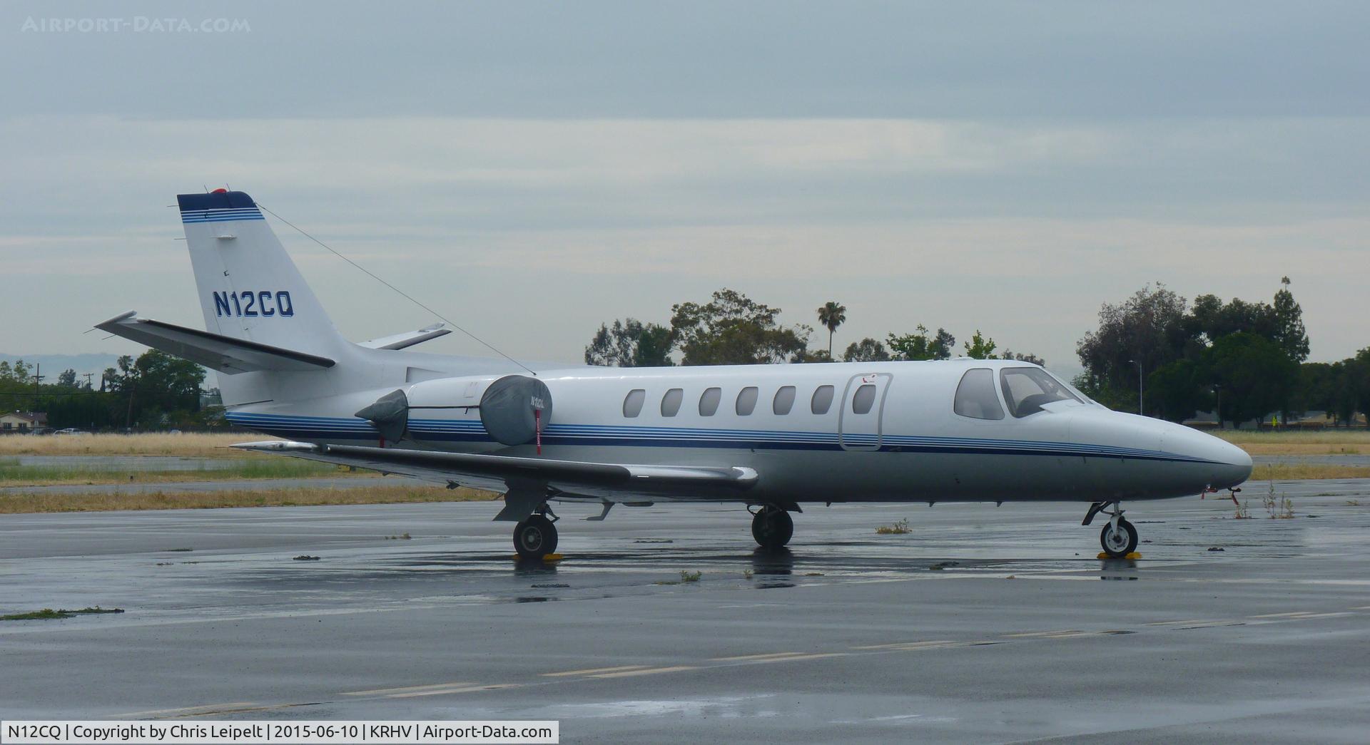 N12CQ, 1993 Cessna 560 Citation Ultra C/N 560-0231, A transient 1993 Cessna Citation 560 Ultra sitting at the transient ramp in between rainstorms at Reid Hillview Airport, CA.