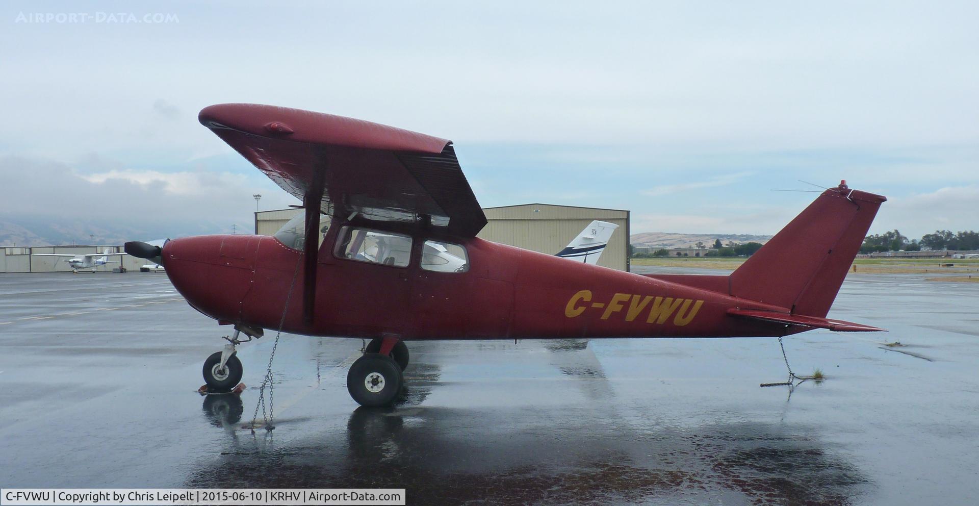 C-FVWU, 1960 Cessna 175A Skylark C/N 56693, A transient 1960 Cessna 175A parked at the transient ramp in between rainstorms at Reid Hillview Airport, CA.