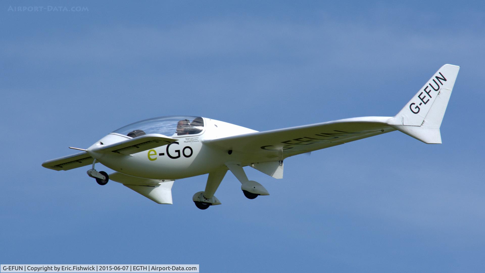 G-EFUN, 2008 e-GO Aeroplanes e-GO C/N SS001, 44. G-EFUN in display mode at The Shuttleworth Flying Day and LAA Party in the Park, June 2015.