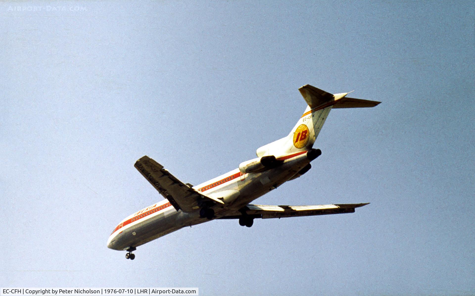 EC-CFH, 1974 Boeing 727-256 C/N 20818, Iberia Boeing 727-256 on final approach to Heathrow in the Summer of 1976.