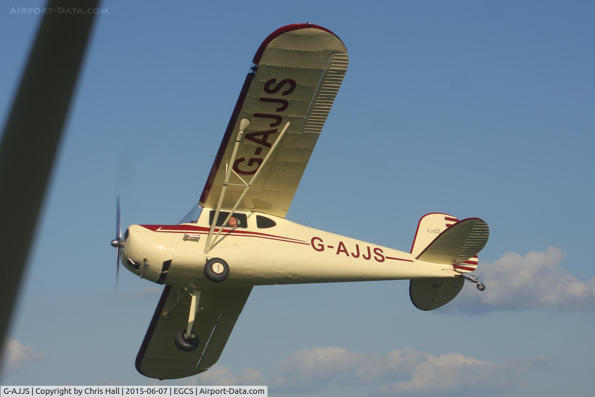 G-AJJS, 1947 Cessna 120 C/N 13047, A2A with AJJS, photo taken from G-BTFK Taylorcraft BC-12D Twosome