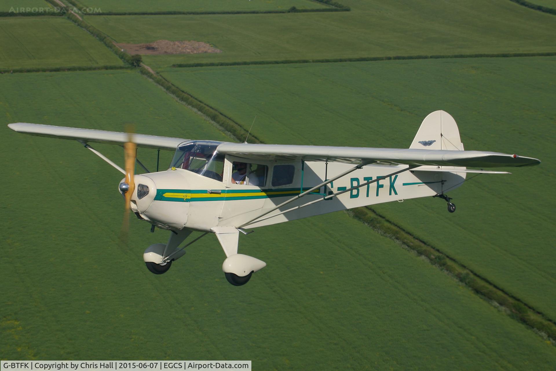 G-BTFK, 1947 Taylorcraft BC-12D Twosome C/N 10540, A2A with BTFK, photo taken from Cessna 120 G-AJJS