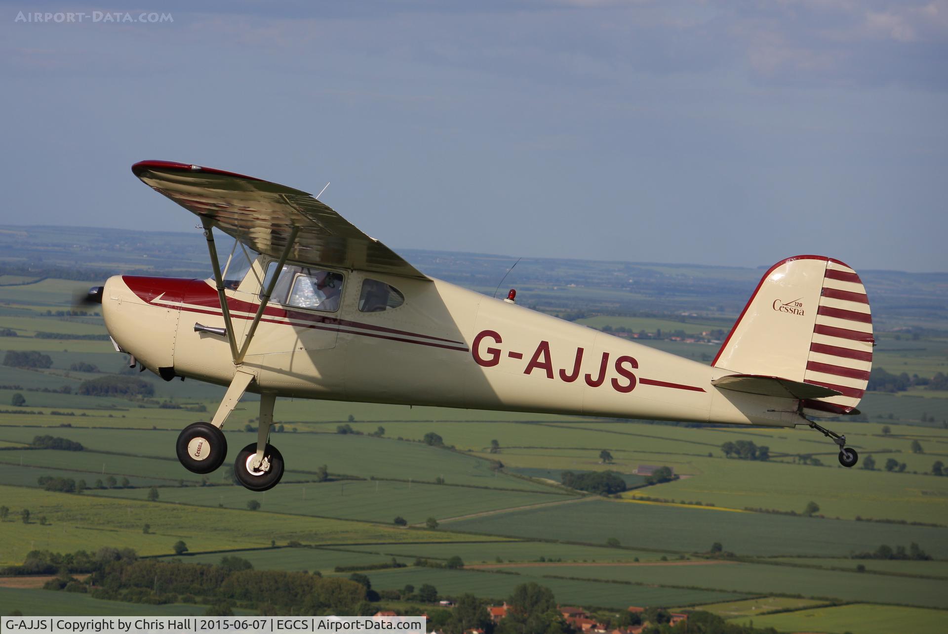 G-AJJS, 1947 Cessna 120 C/N 13047, A2A with AJJS, photo taken from G-BTFK Taylorcraft BC-12D Twosome
