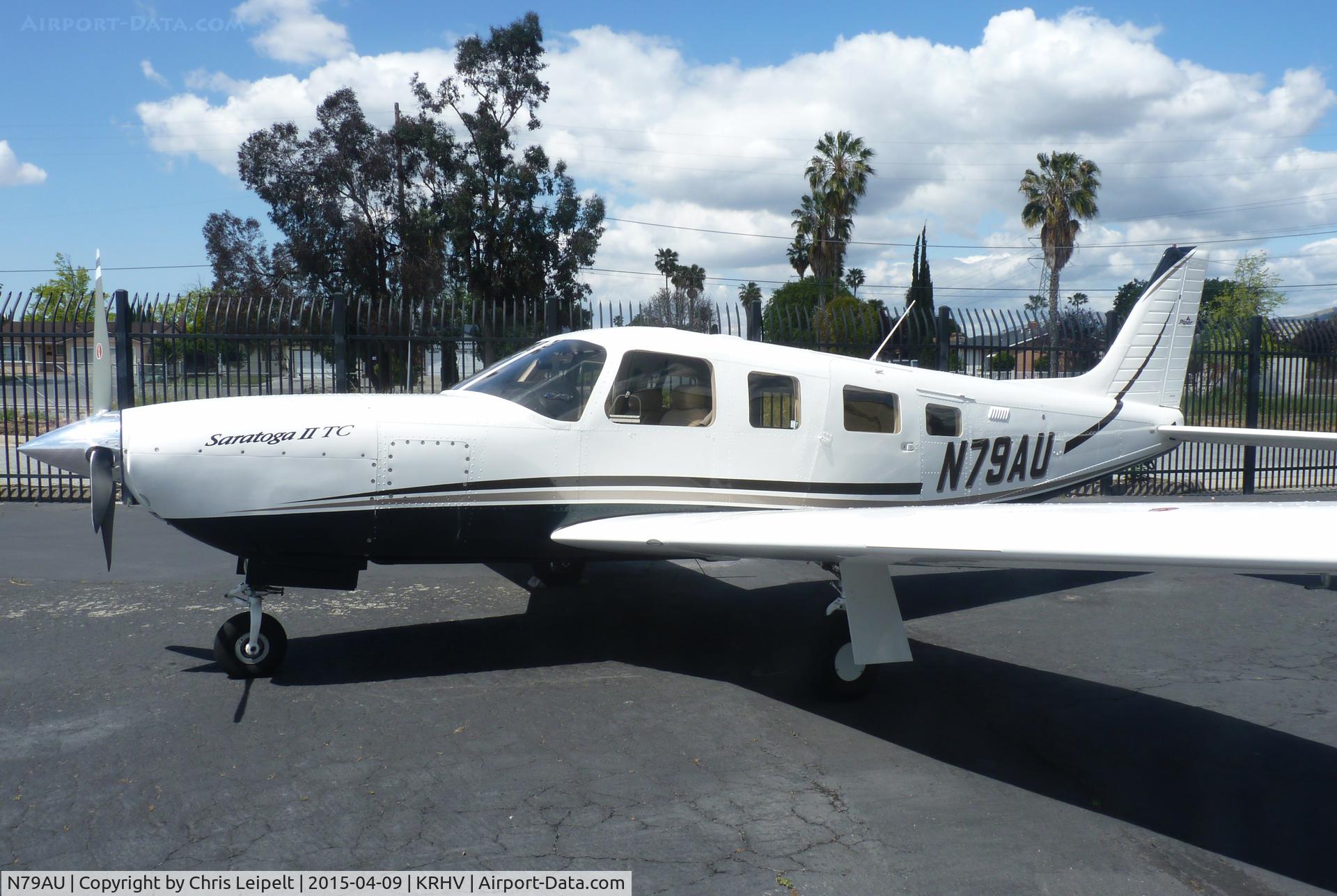 N79AU, Piper PA-32-301T Saratoga C/N 32-8024005, A local Piper Saratoga Turbo parked beside the Lafferty Aircraft Sales hangar at Reid Hillview Airport, CA.