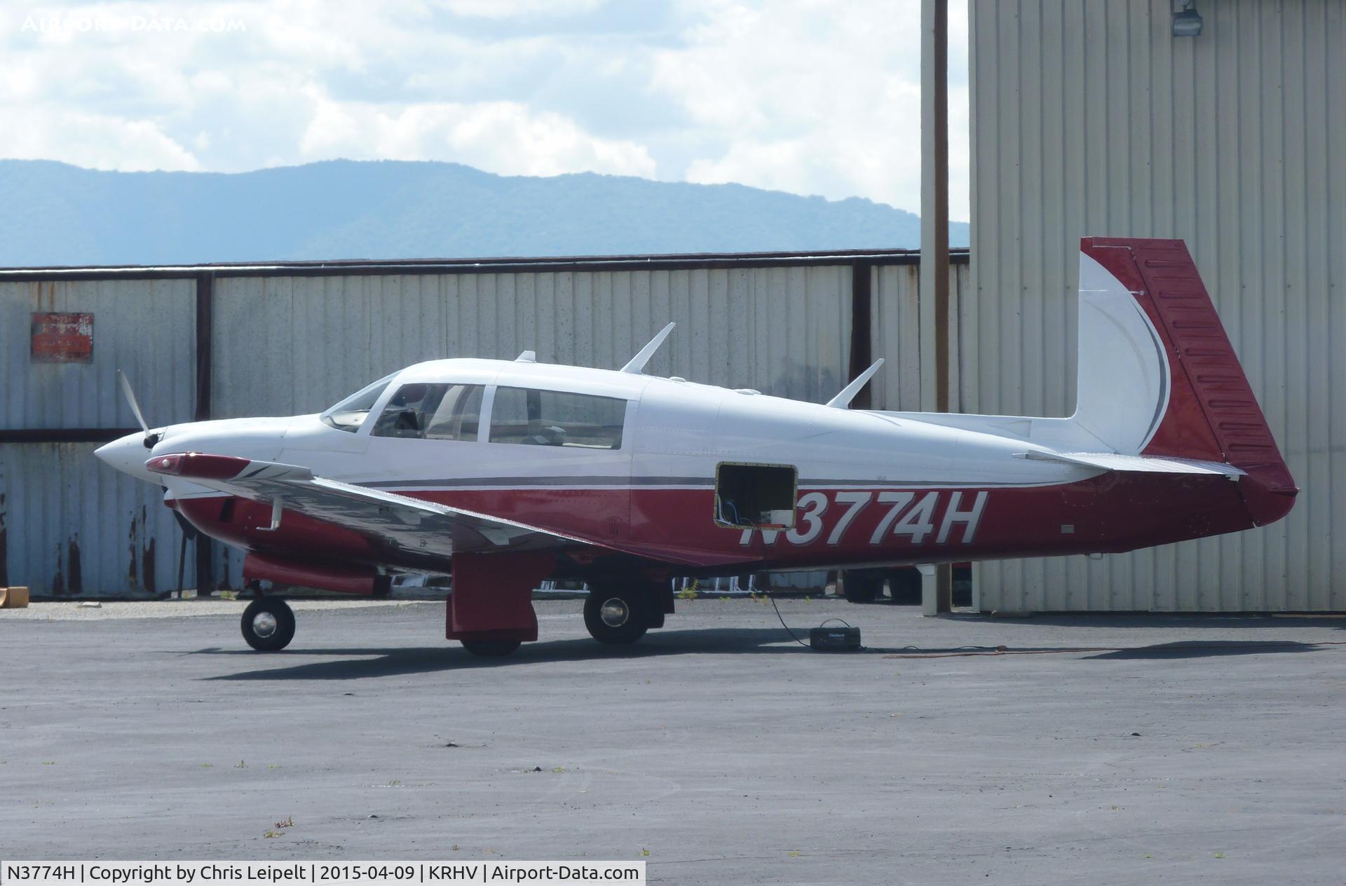 N3774H, 1979 Mooney M20J 201 C/N 24-0938, A local 1979 Mooney M20J visiting the avionics shop for some new upgrades at Reid Hillview Airport, CA.