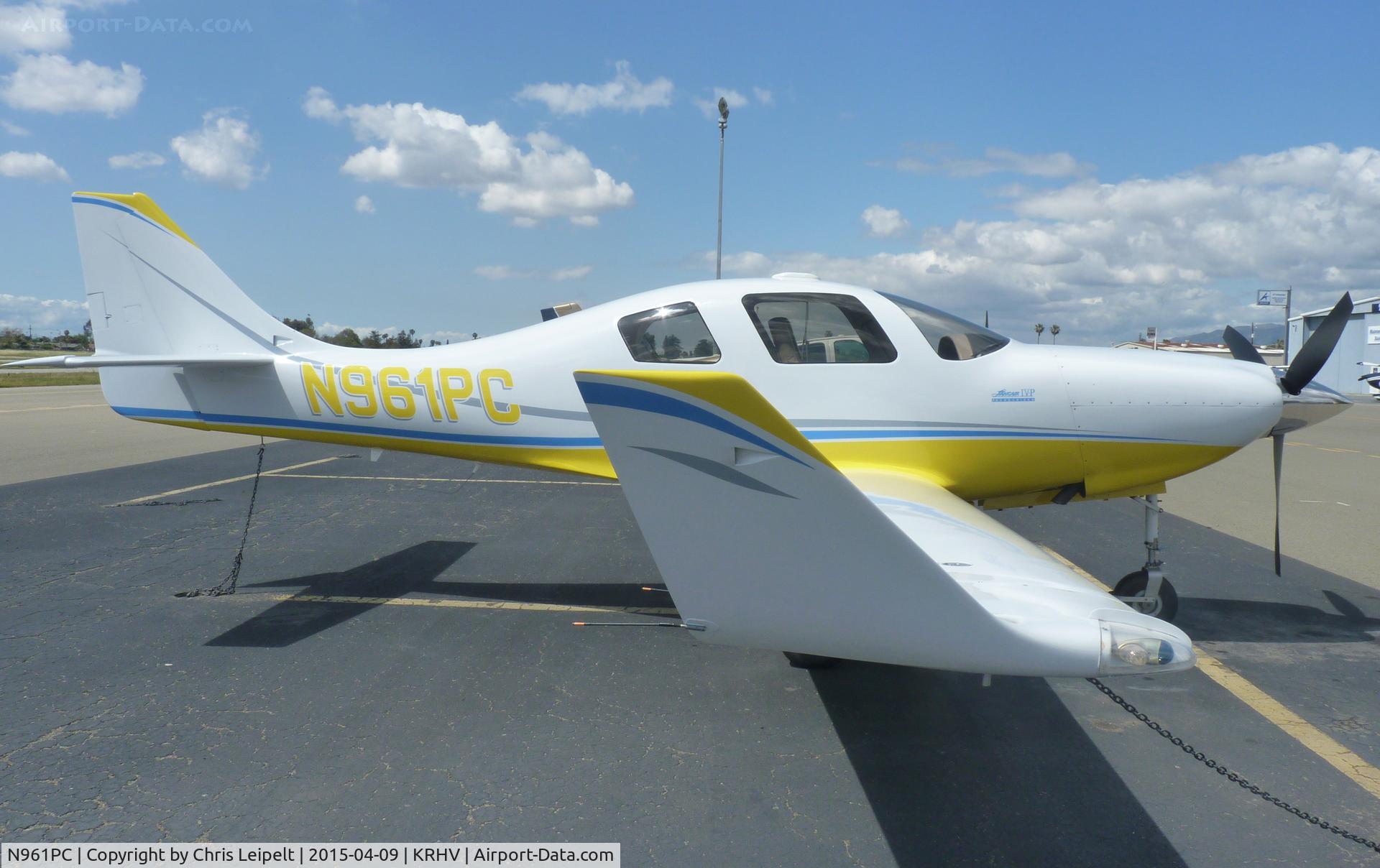 N961PC, 2006 Lancair IV-P C/N LIV-257, A transient 2006 Lancair IV-P (FORMAFLIGHT II LLC · AUSTIN TX) tied down at transient parking getting ready to depart in about 2 hours at Reid Hillview Airport, CA.