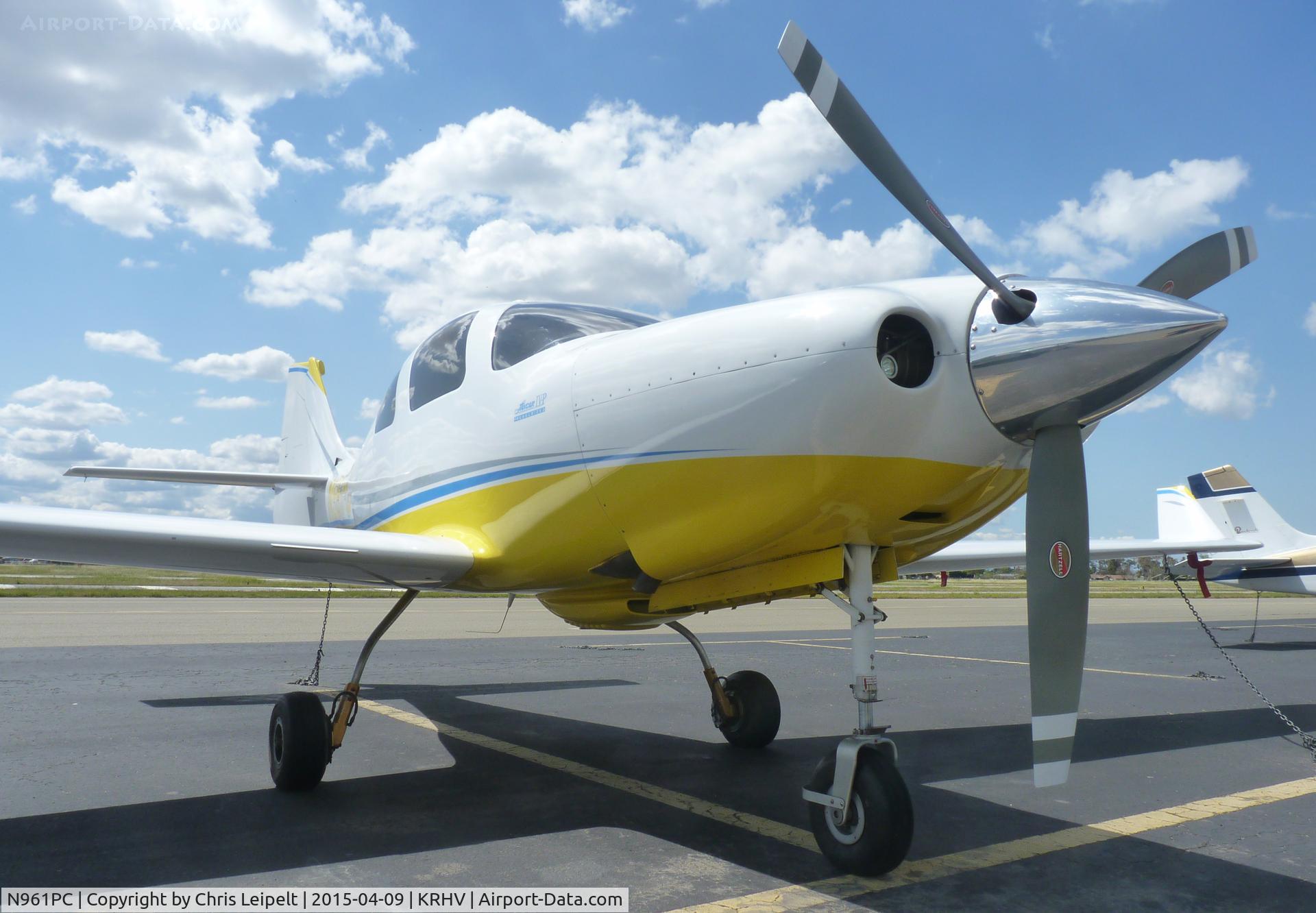 N961PC, 2006 Lancair IV-P C/N LIV-257, A transient 2006 Lancair IV-P (FORMAFLIGHT II LLC · AUSTIN TX) tied down at transient parking getting ready to depart in about 2 hours at Reid Hillview Airport, CA.