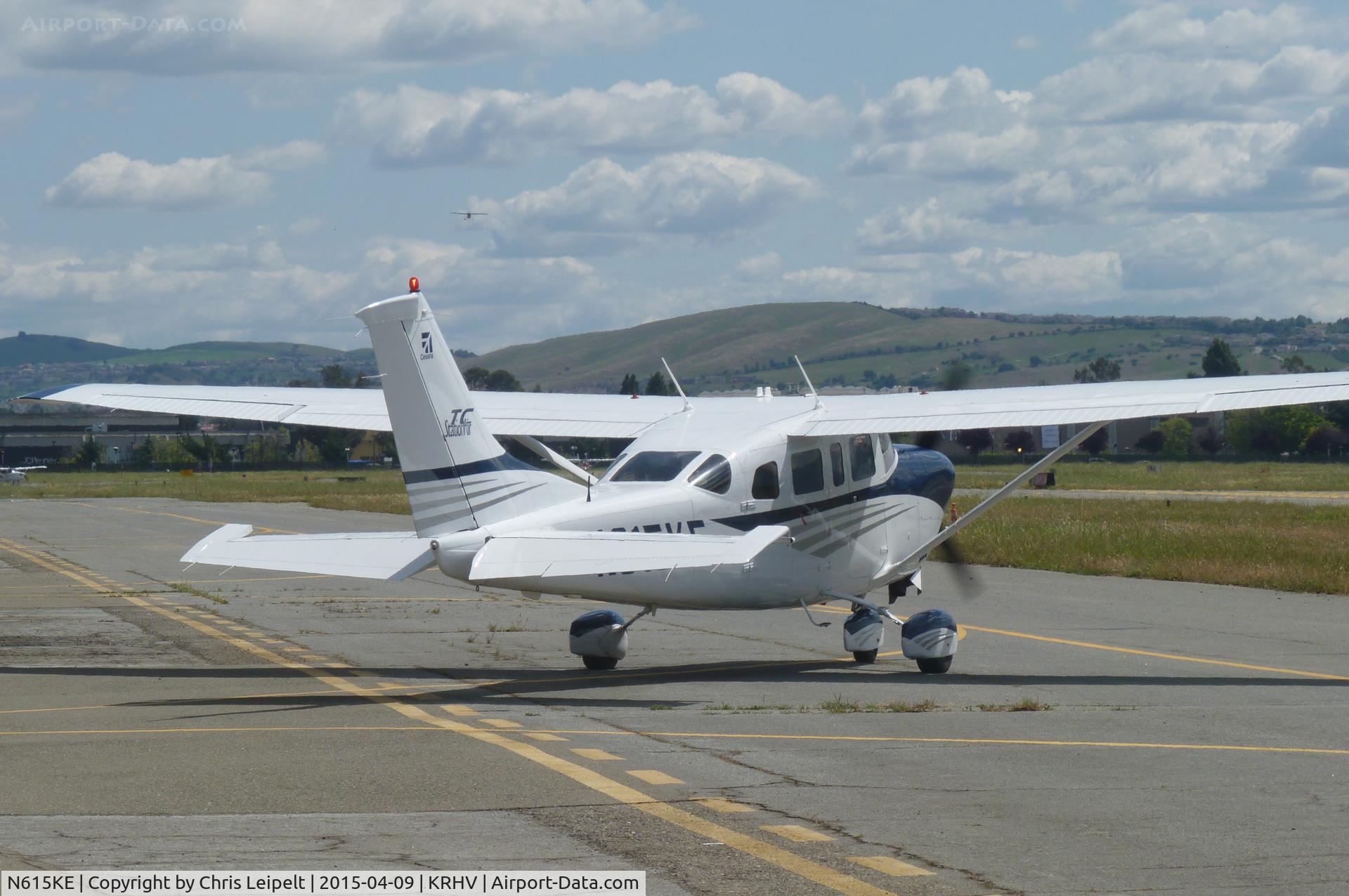 N615KE, 2004 Cessna T206H Turbo Stationair C/N T20608464, A local 2004 Cessna T206H taxing our from its hangar and getting ready to depart at Reid Hillview Airport, CA.