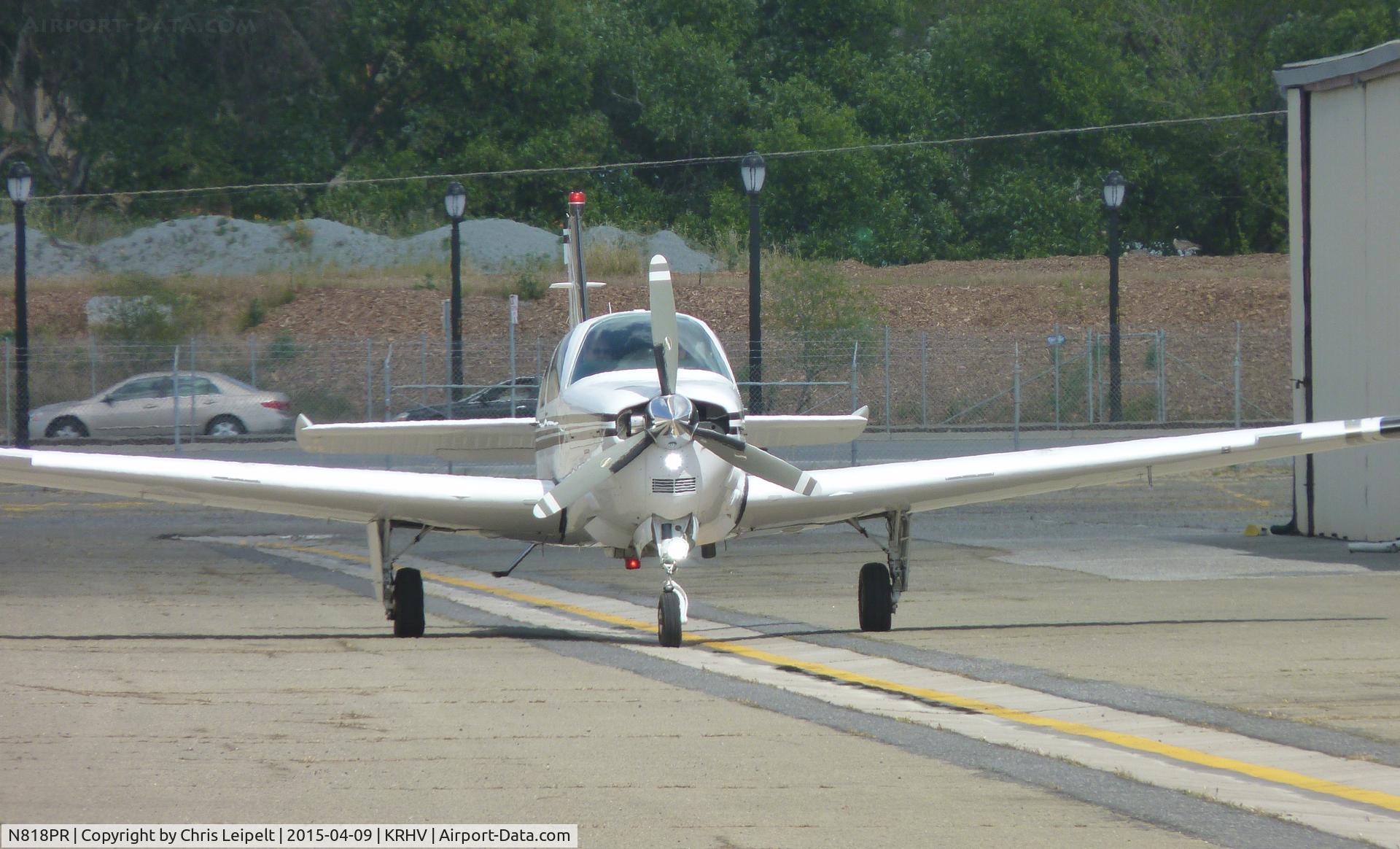 N818PR, 2001 Raytheon Aircraft Company A36 Bonanza C/N E-3397, A local 2001 Beechcraft A36 Bonanza (MALUS FLYERS LLC · HENDERSON NV) sitting in front of its hangar before departing at Reid Hillview Airport, CA