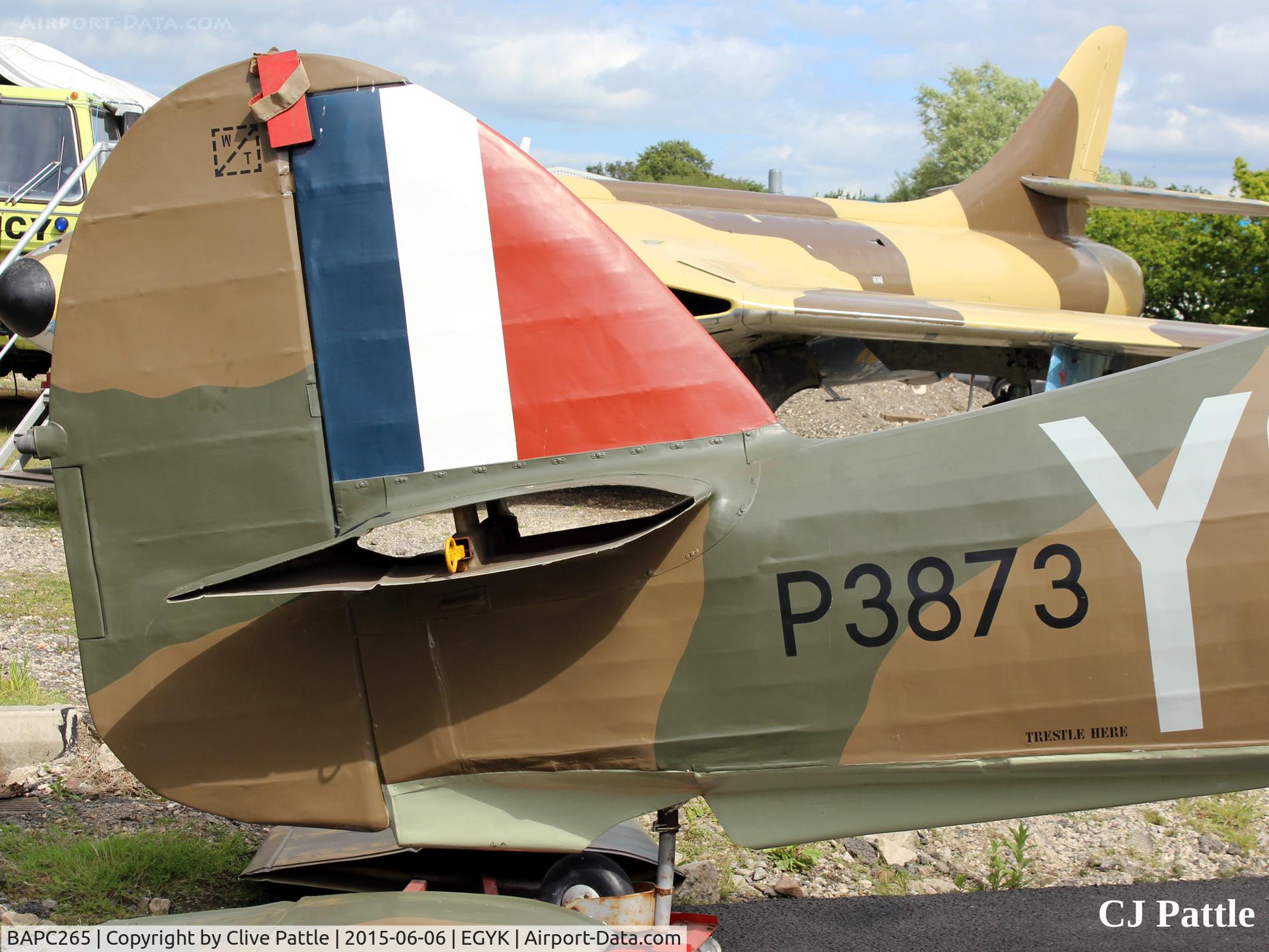 BAPC265, Hawker Hurricane I Replica C/N BAPC.265, Close up see-through view on external display at the Yorkshire Aviation Museum, Elvington.
