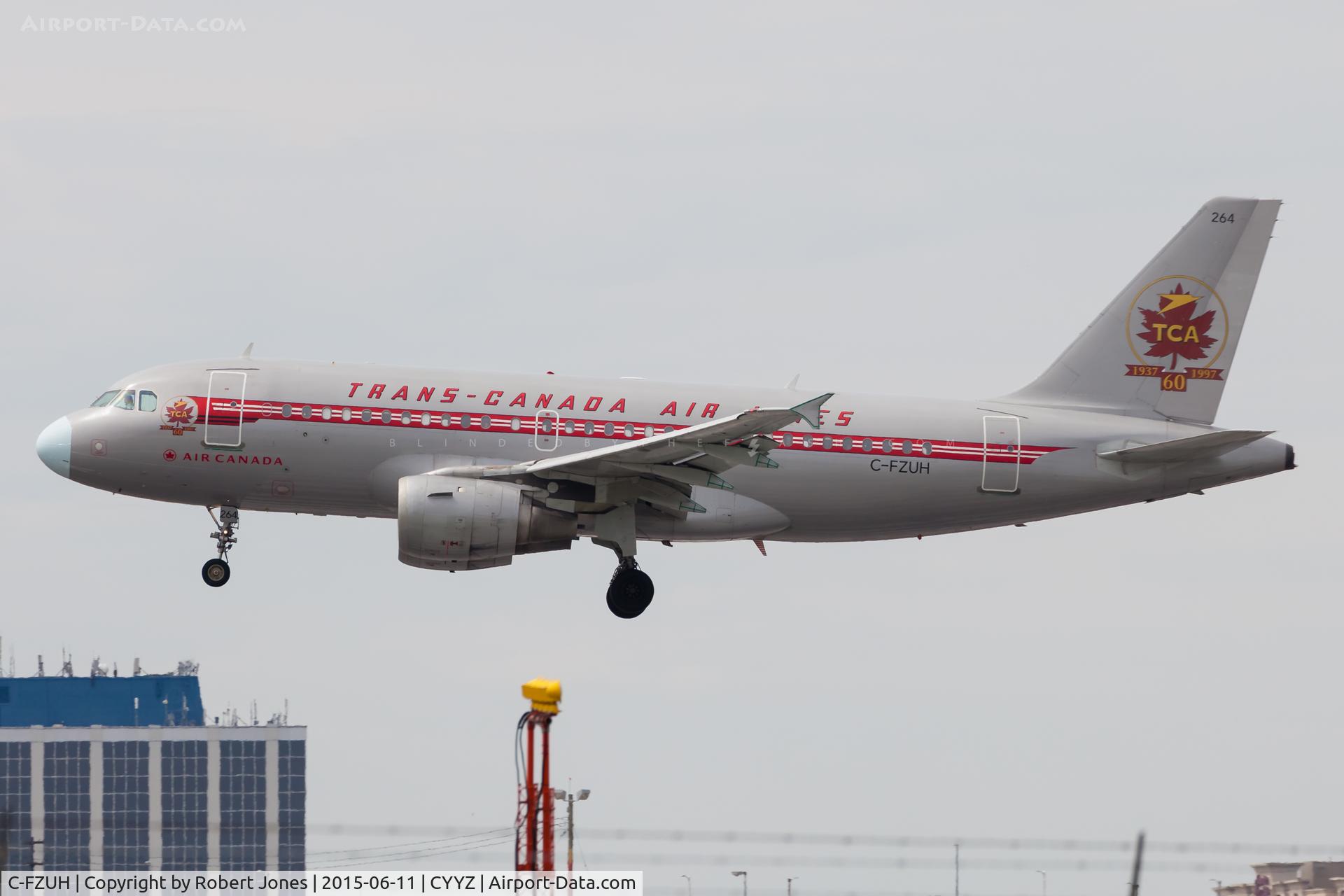 C-FZUH, 1997 Airbus A319-114 C/N 711, Landing 24R at Toronto Pearson.
