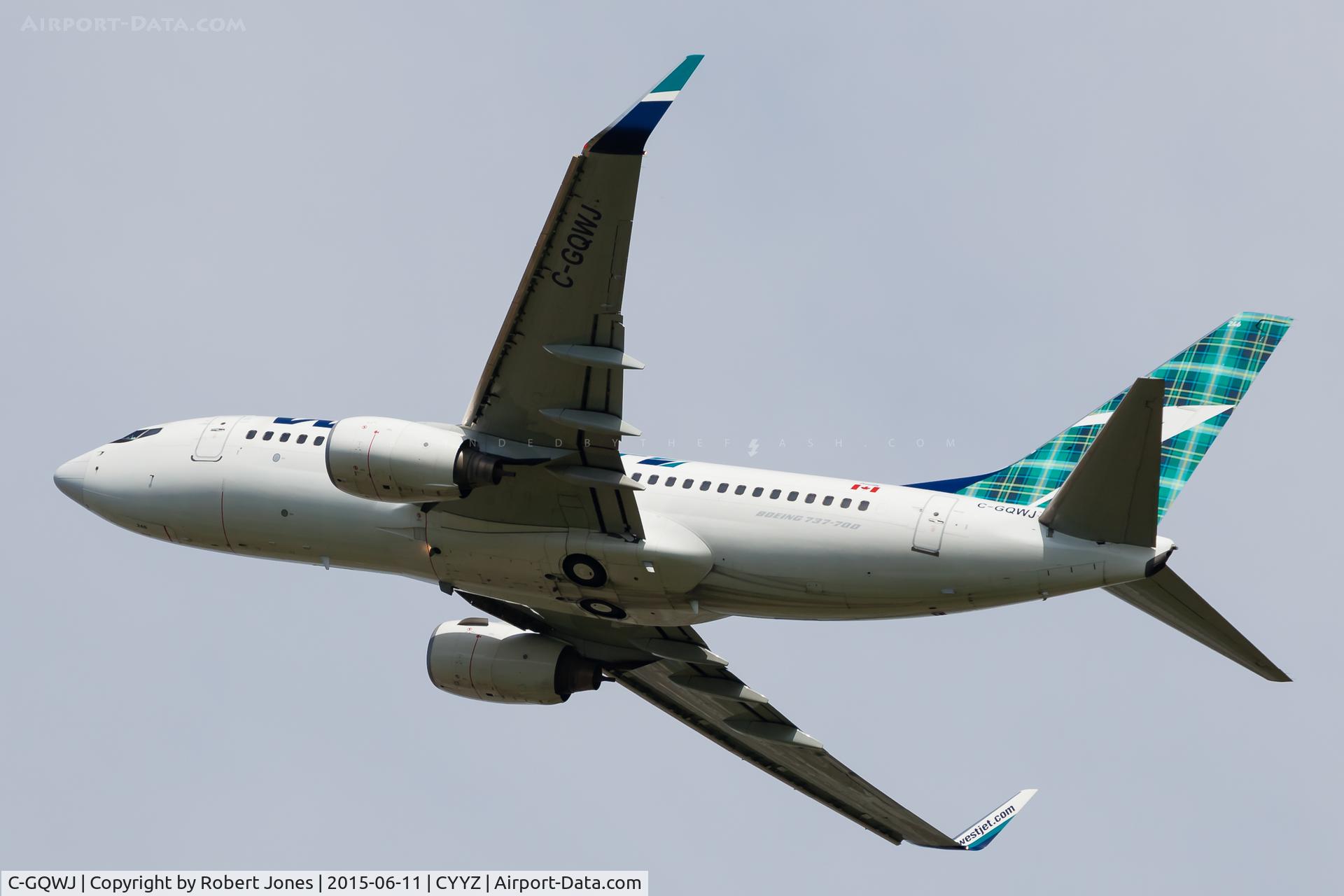 C-GQWJ, 2007 Boeing 737-7CT C/N 35505, Tartan tail departing 24R at Toronto Pearson.