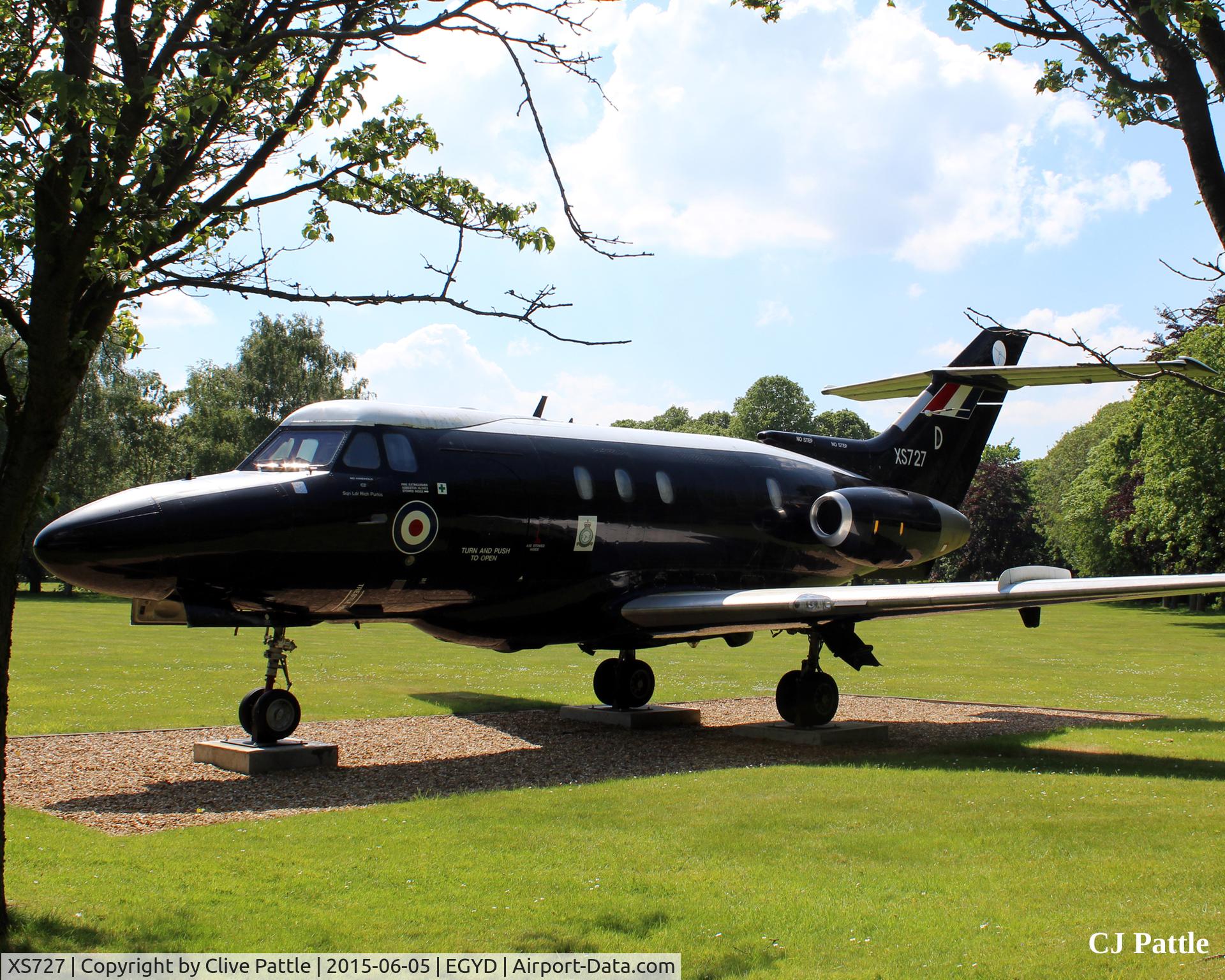 XS727, 1965 Hawker Siddeley HS.125 Dominie T.1 C/N 25045, On Gate Guard display within the grounds of the RAF College at Cranwell EGYD