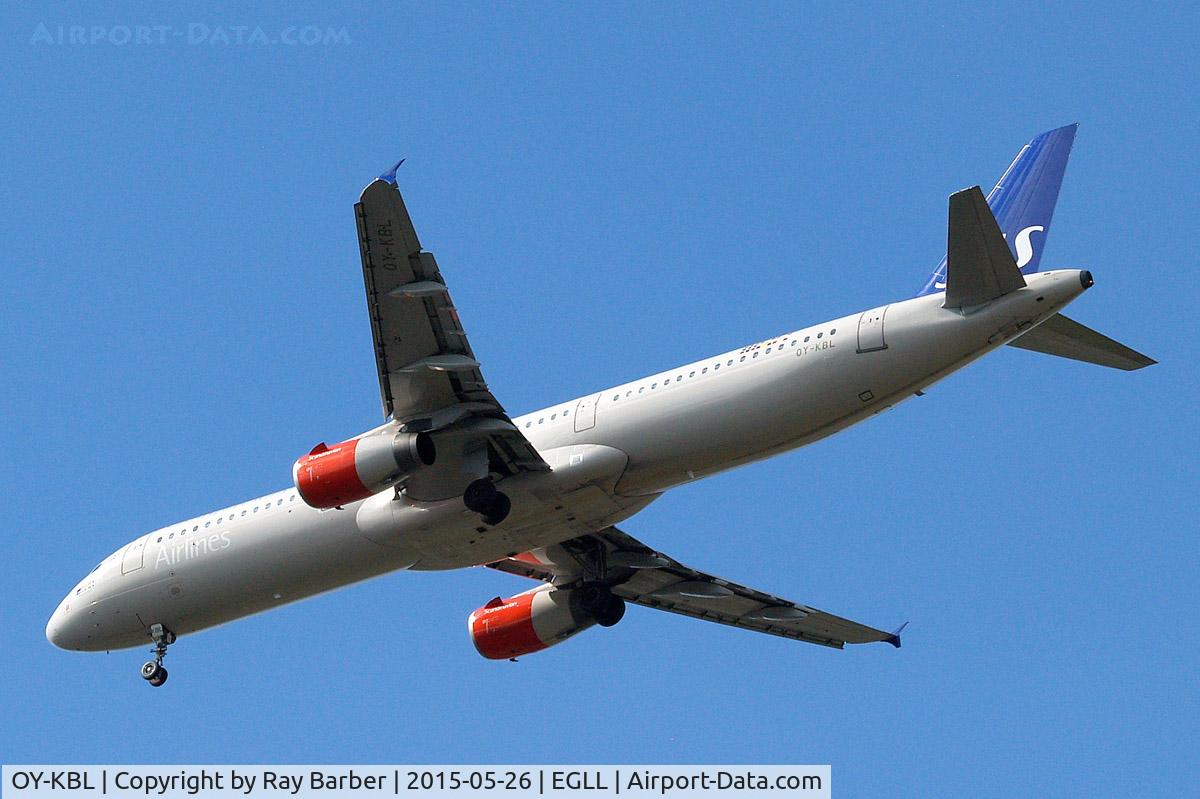 OY-KBL, 2001 Airbus A321-232 C/N 1619, Airbus A321-231 [1619] (SAS Scandinavian Airlines) Home~G 26/05/2015. On approach 27R.