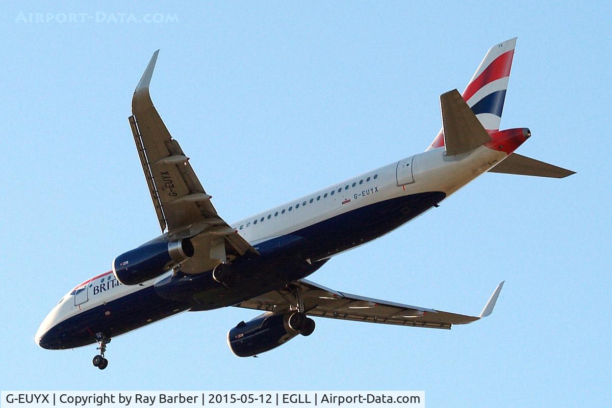 G-EUYX, 2014 Airbus A320-232 C/N 6155, Airbus A320-232(SL) [6155] (British Airways) Home~G 12/05/2015. On approach 27R. Sharklets applied during April 2015.