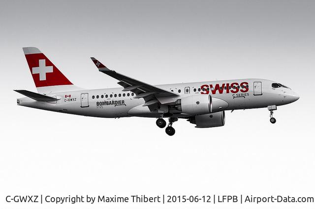 C-GWXZ, 2013 Bombardier CSeries CS100 (BD-500-1A10) C/N 50005, Landing at Le Bourget from Montreal, to be displayed during the 2015 Paris Airshow.