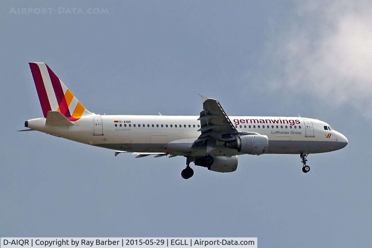 D-AIQR, 1992 Airbus A320-211 C/N 382, Airbus A320-211 [0382] (Germanwings) Home~G 29/05/2015. On approach 27L.