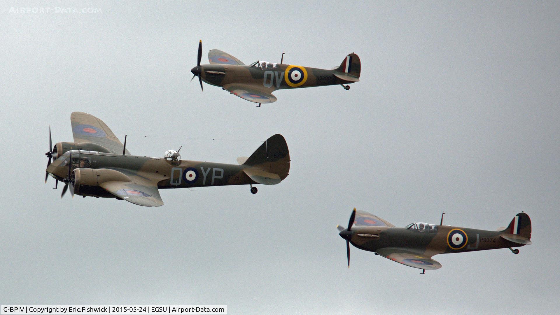 G-BPIV, 1943 Bristol 149 Bolingbroke Mk.IVT C/N 10201, 45. G-BPIV - (now as a Bristol Blenheim Mk1) first post-restoration display at The IWM VE Day Anniversary Air Show, May 2015.