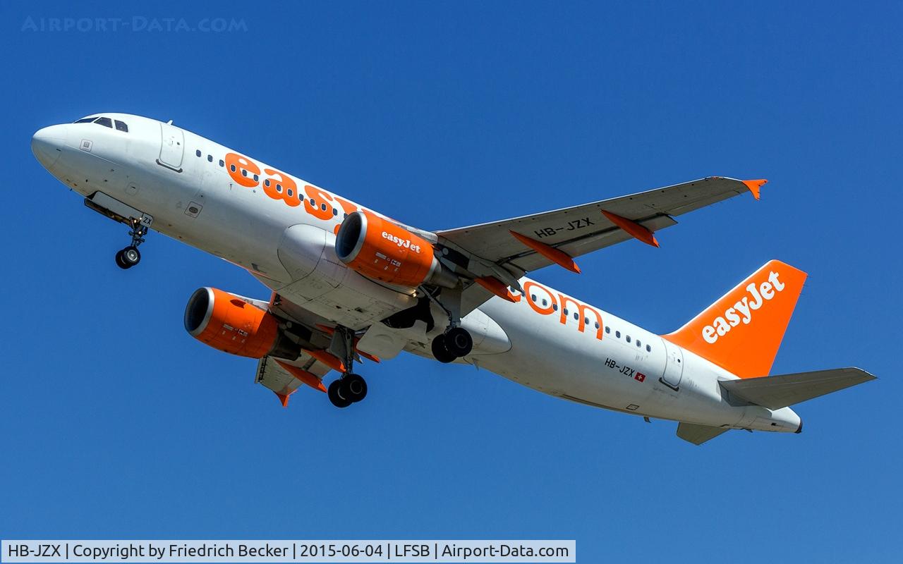 HB-JZX, 2009 Airbus A320-214 C/N 4157, departure from Basel
