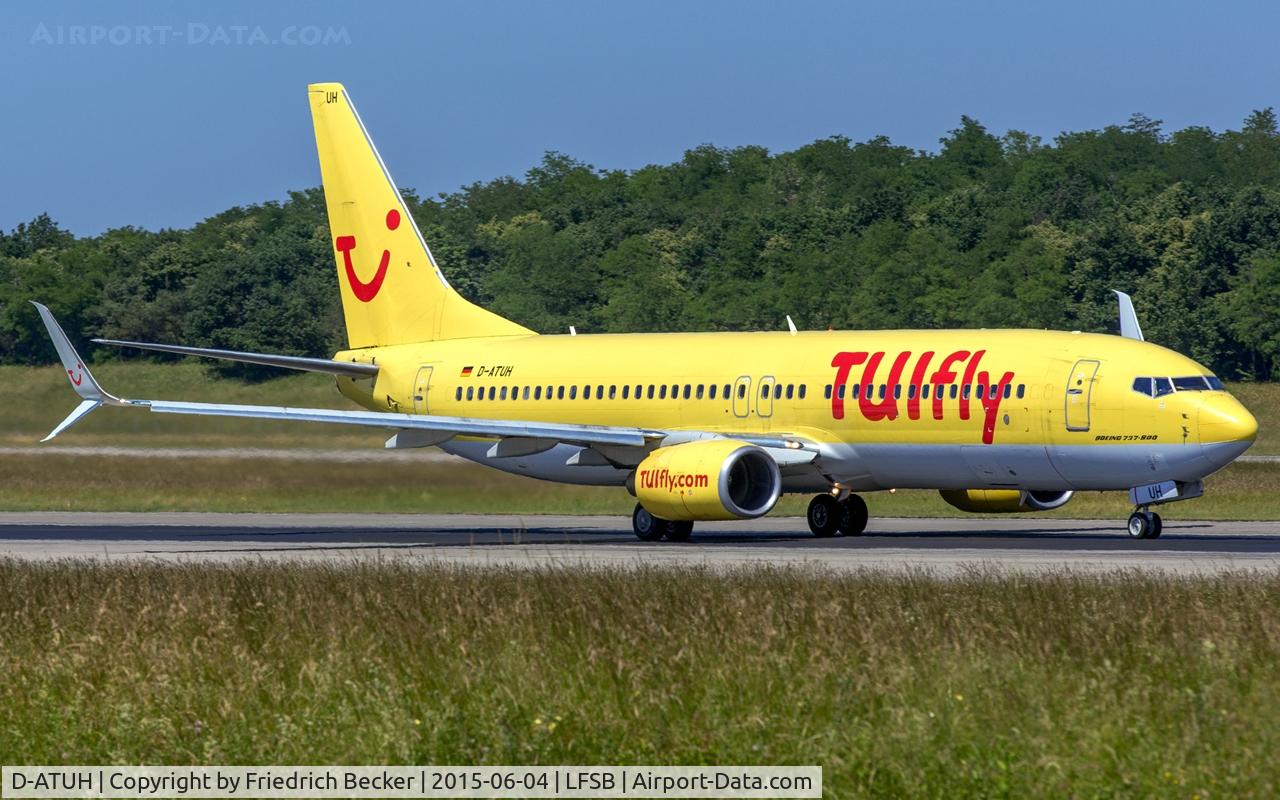 D-ATUH, 2006 Boeing 737-8K5 C/N 34689, departure from Basel