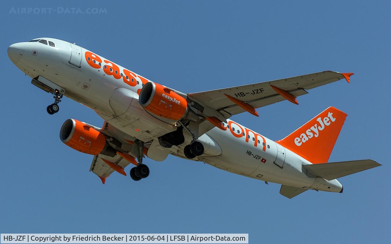 HB-JZF, 2004 Airbus A319-111 C/N 2184, departure from Basel
