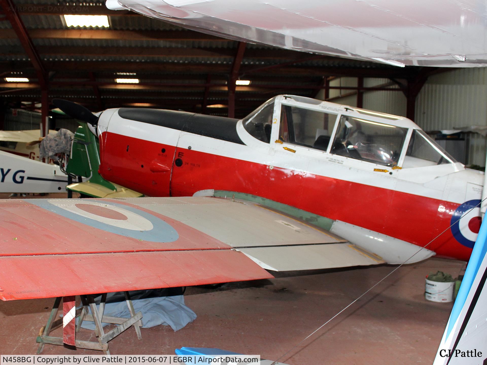 N458BG, 1951 De Havilland DHC-1 Chipmunk T.10 C/N C1/0508, Looking rather unkemp in a hangar at Breighton EGBR