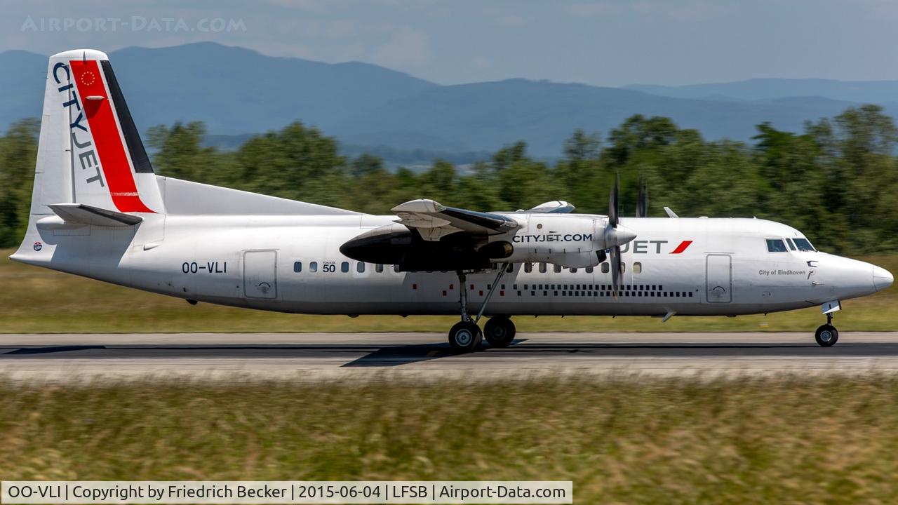 OO-VLI, 1991 Fokker 50 C/N 20226, departure from Basel