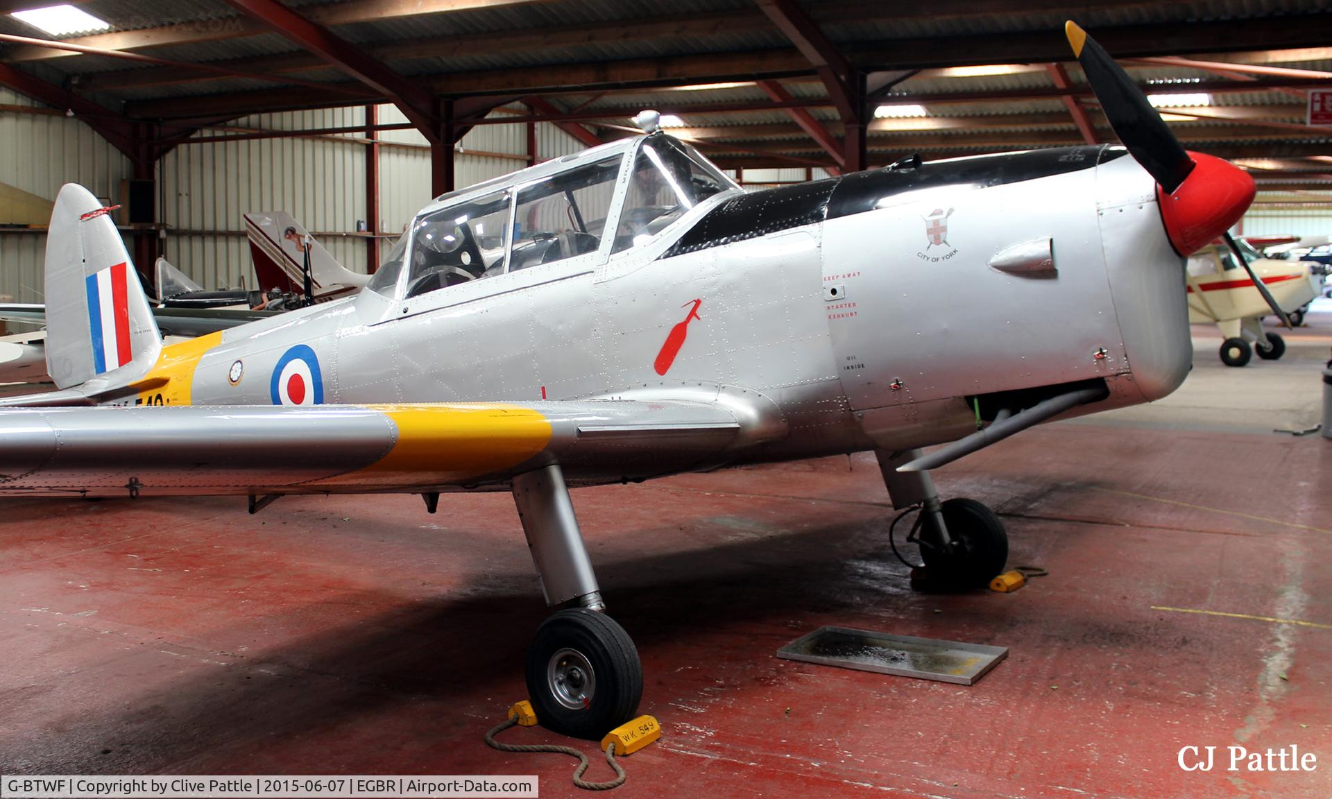 G-BTWF, 1951 De Havilland DHC-1 Chipmunk T.10 C/N C1/0564, Hangared at Breighton EGBR