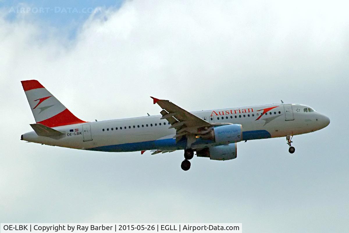 OE-LBK, 2003 Airbus A320-214 C/N 1931, Airbus A320-214 [1931] (Austrian Airlines) Home~G 26/05/2015. On approach 27L.