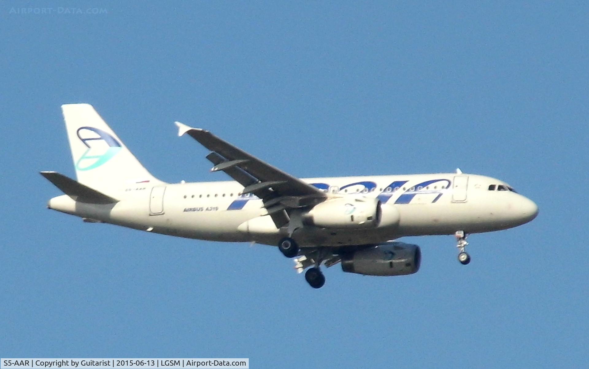 S5-AAR, 2010 Airbus A319-132 C/N 4301, From my balcony on Samos