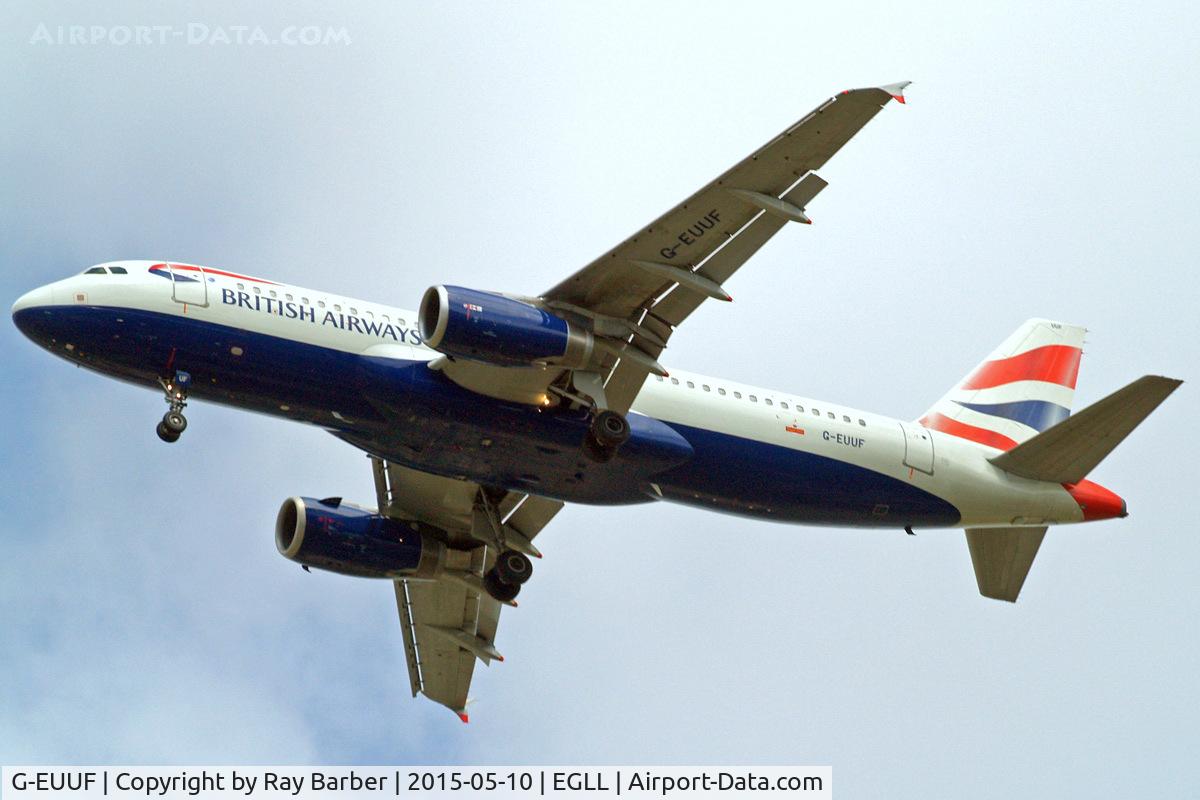 G-EUUF, 2002 Airbus A320-232 C/N 1814, Airbus A320-232 [1814] (British Airways) Home~G 10/05/2015. On approach 27R.