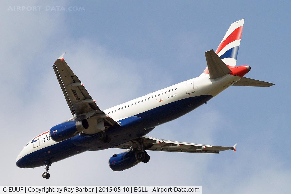 G-EUUF, 2002 Airbus A320-232 C/N 1814, Airbus A320-232 [1814] (British Airways) Home~G 10/05/2015. On approach 27R.