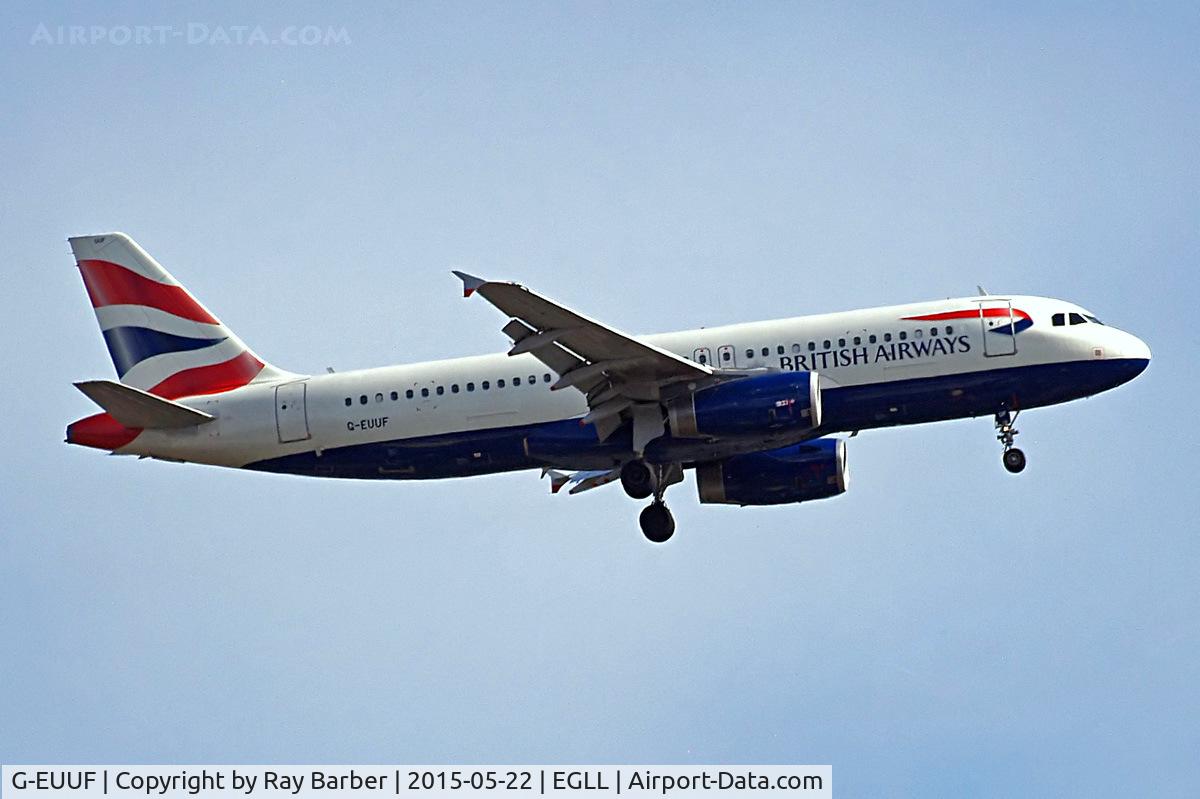 G-EUUF, 2002 Airbus A320-232 C/N 1814, Airbus A320-232 [1814] (British Airways) Home~G 22/05/2015. On approach 27L.