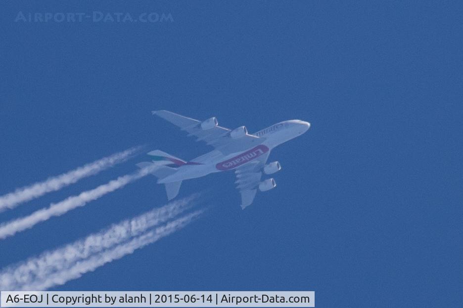 A6-EOJ, 2015 Airbus A380-861 C/N 182, Overflying Guernsey, en route Milan - New York