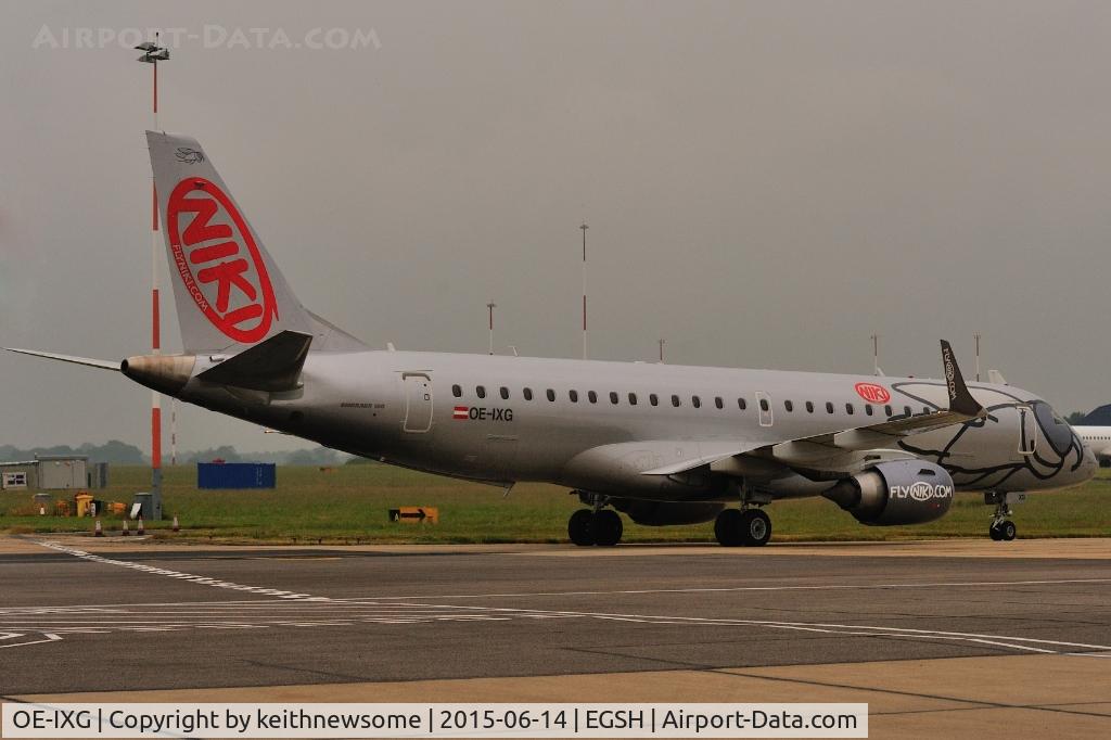 OE-IXG, 2011 Embraer 190LR (ERJ-190-100LR) C/N 19000435, Arriving for spray.
