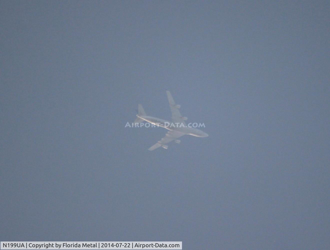 N199UA, 1997 Boeing 747-422 C/N 28717, United 747-400 flying 35,000 ft over Livonia Michigan flying ORD-FRA
