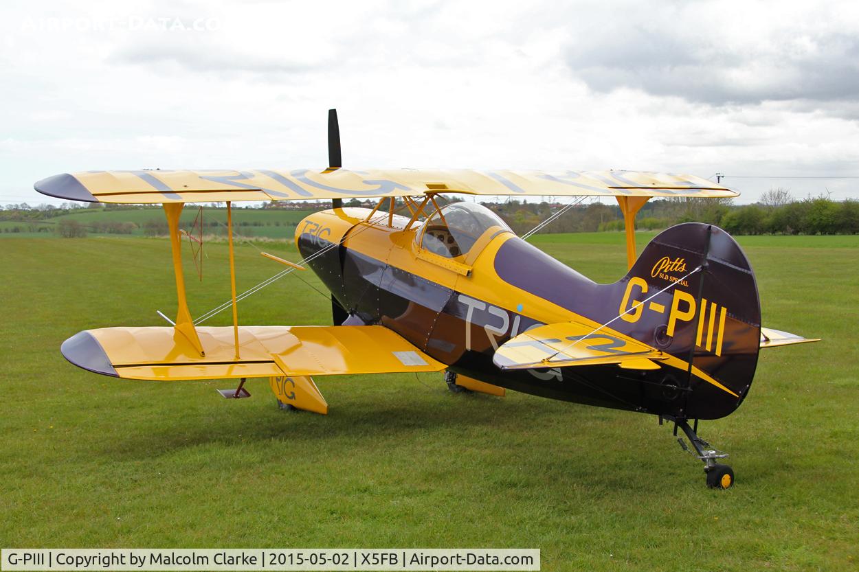 G-PIII, 1981 Pitts S-1D Special C/N PFA 009-10156, Pitts S-1D Special G-PIII of the Trig Aerobatic Team on a stopover for fuel at Fishburn Airfield, May 2nd 2015.