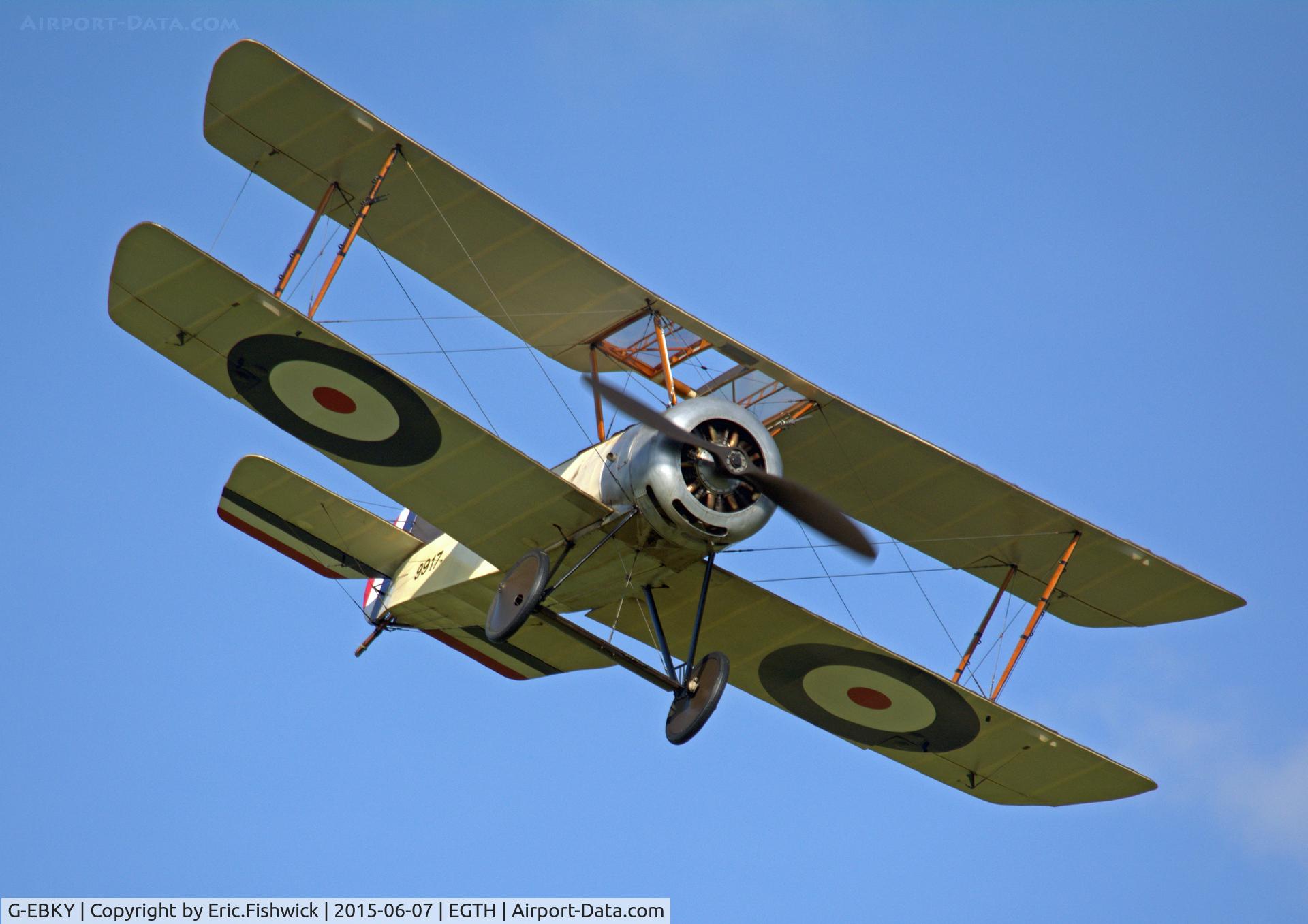G-EBKY, 1920 Sopwith Pup C/N W/O 3004/14, 44. 9917 in display mode at The Shuttleworth Flying Day and LAA Party in the Park, June 2015.