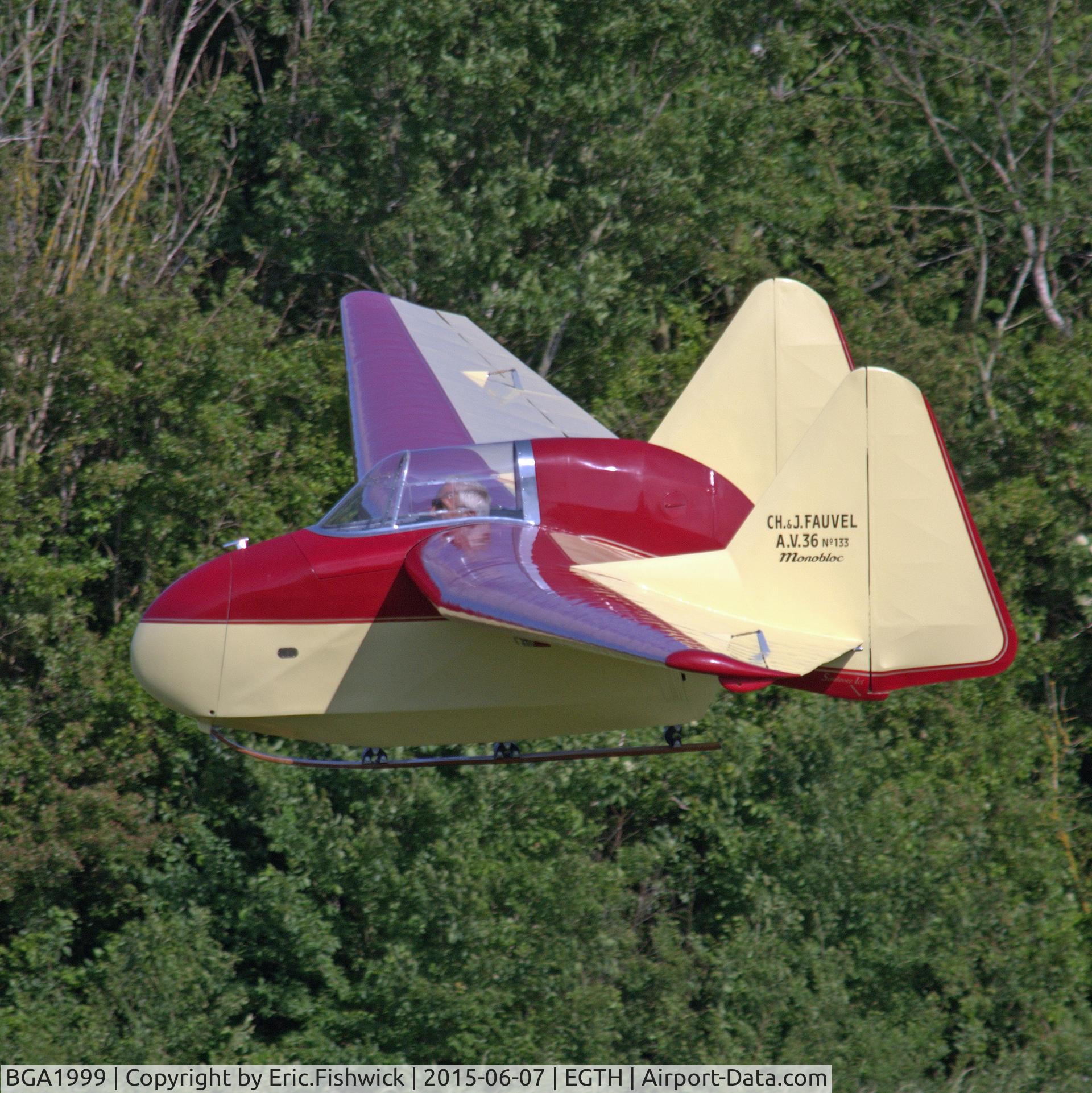 BGA1999, 1955 Fauvel AV-36 C/N 133, 41. BGA1999 completing a unique display at The Shuttleworth Flying Day and LAA Party in the Park, June 2015.