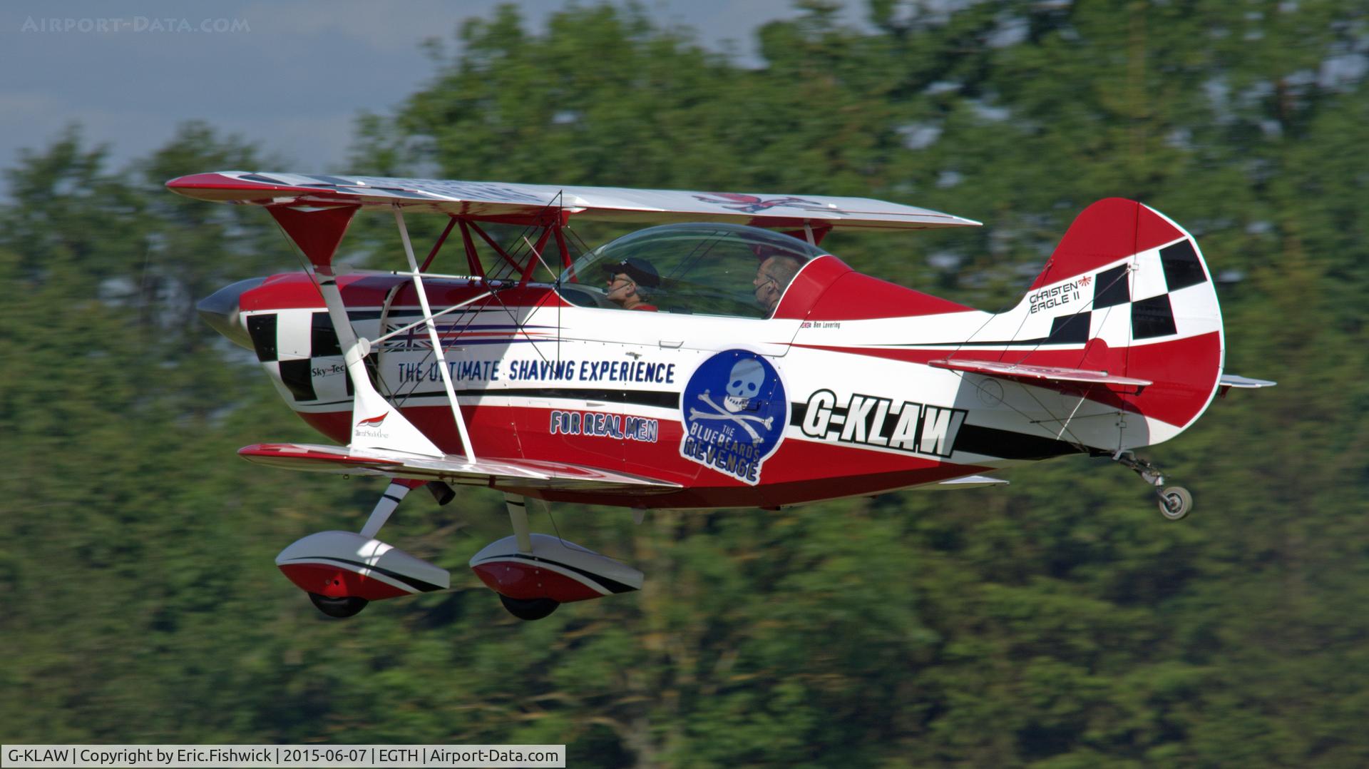 G-KLAW, 2010 Christen Eagle II C/N 003-1, 41. G-KLAW departing The Shuttleworth Flying Day and LAA Party in the Park, June 2015.