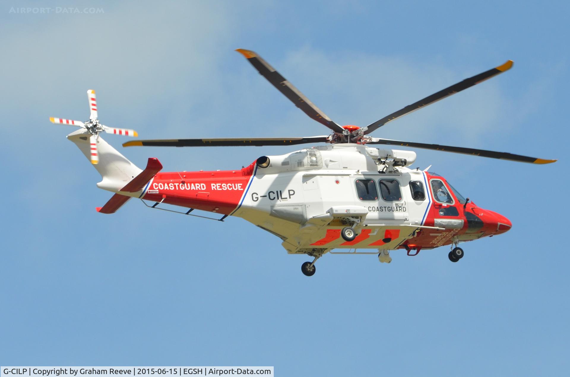 G-CILP, 2014 AgustaWestland AW-139 C/N 31590, About to land at Norwich.