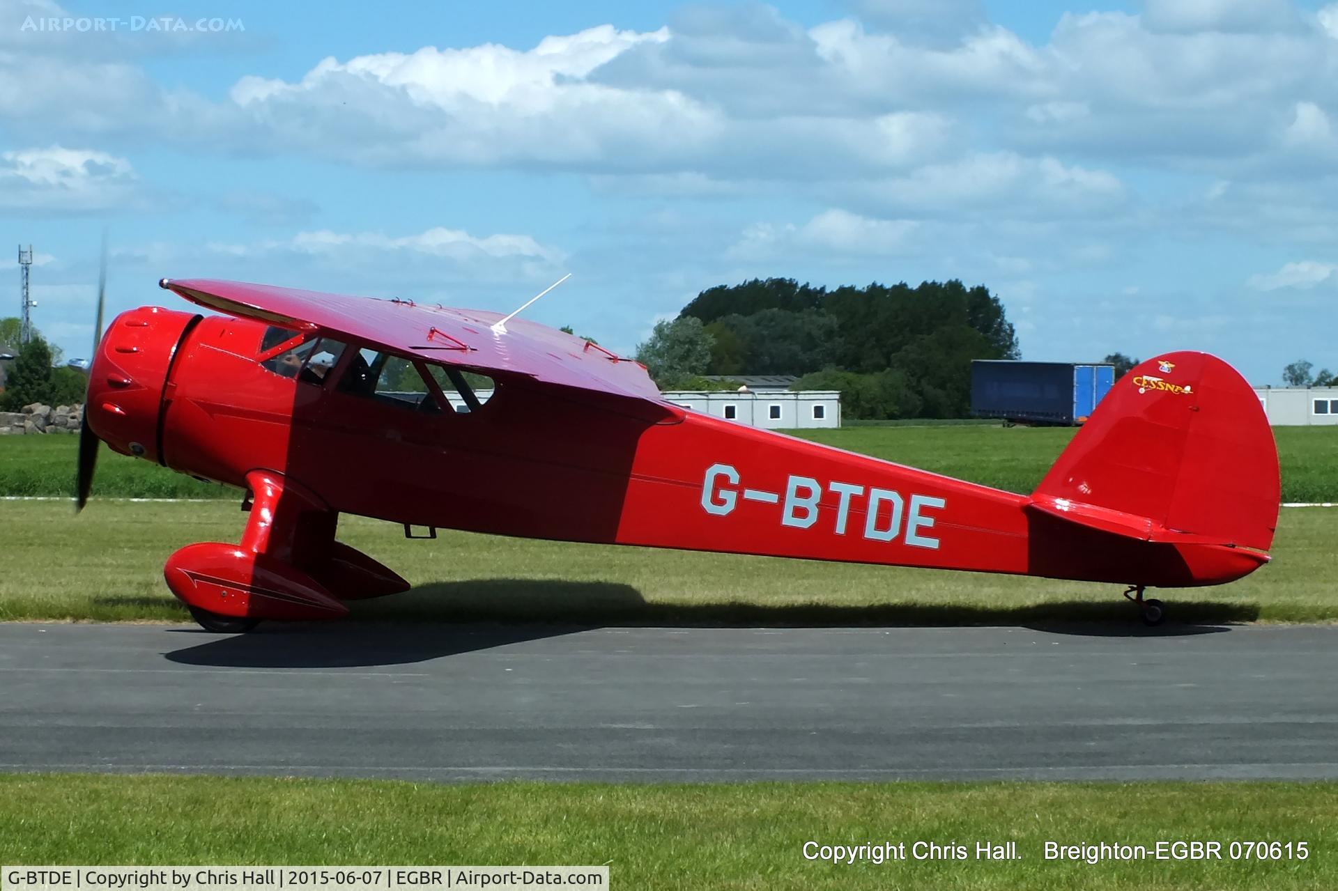 G-BTDE, 1940 Cessna C-165 Airmaster C/N 551, at Breighton's Summer fly in
