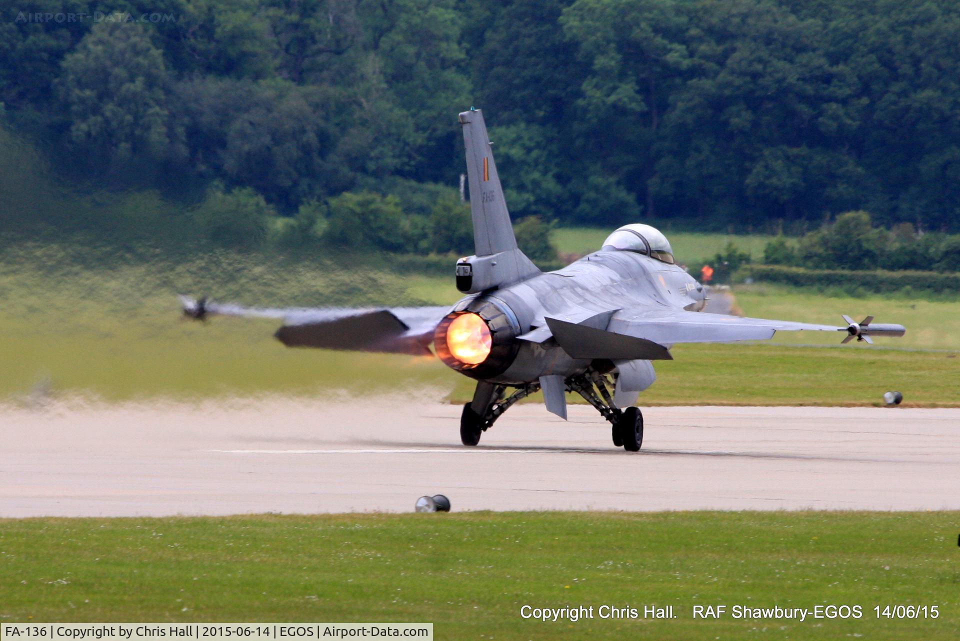 FA-136, SABCA F-16AM Fighting Falcon C/N 6H-136, departing to the Cosford Airshow