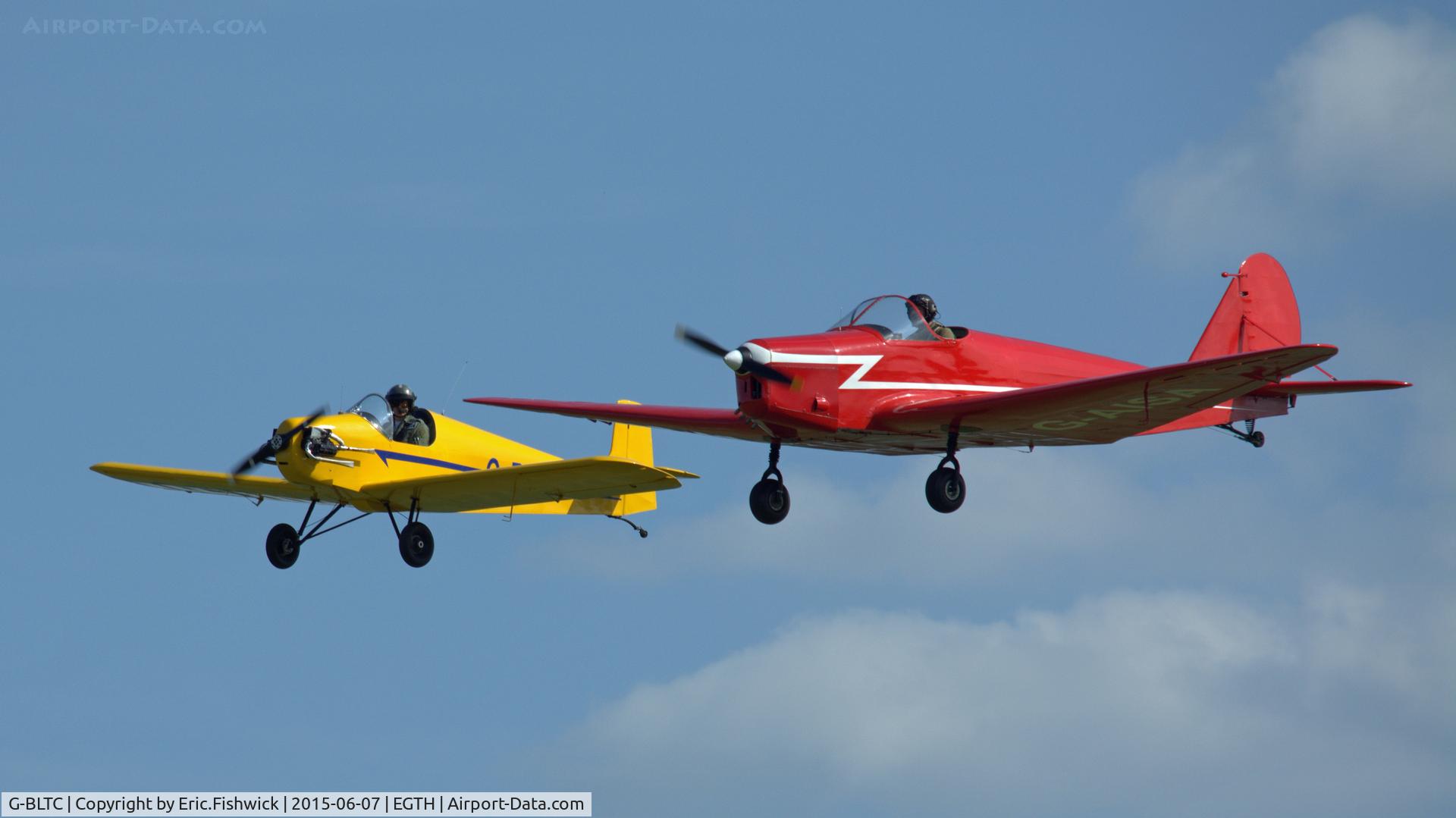 G-BLTC, 1991 Druine D.31A Turbulent C/N PFA 048-10964, 45. G-BLTC with G-AISA in display mode at The Shuttleworth Flying Day and LAA Party in the Park, June 2015.