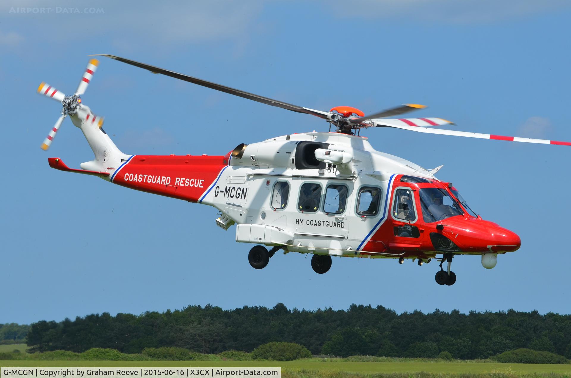 G-MCGN, 2014 AgustaWestland AW-189 C/N 92001, Just taken off from Northrepps.