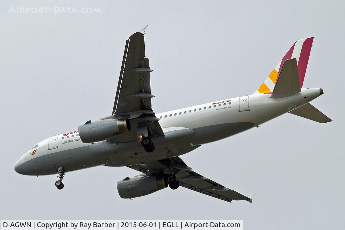 D-AGWN, 2009 Airbus A319-132 C/N 3841, Airbus A319-132 [3841] (Germanwings) Home~G 01/06/2015. On approach 27R.
