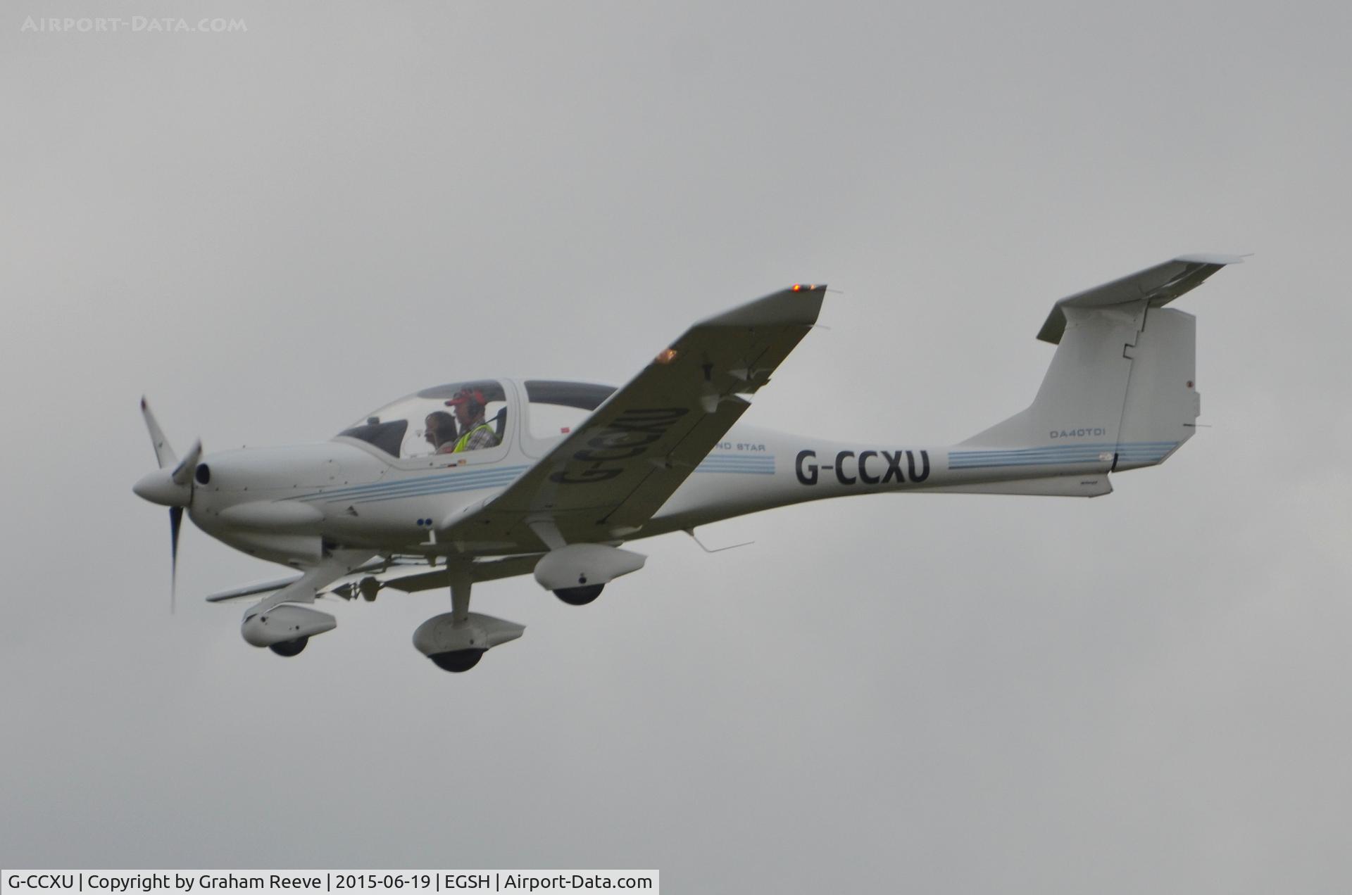 G-CCXU, 2003 Diamond DA-40D Diamond Star C/N D4.037, Landing at Norwich.