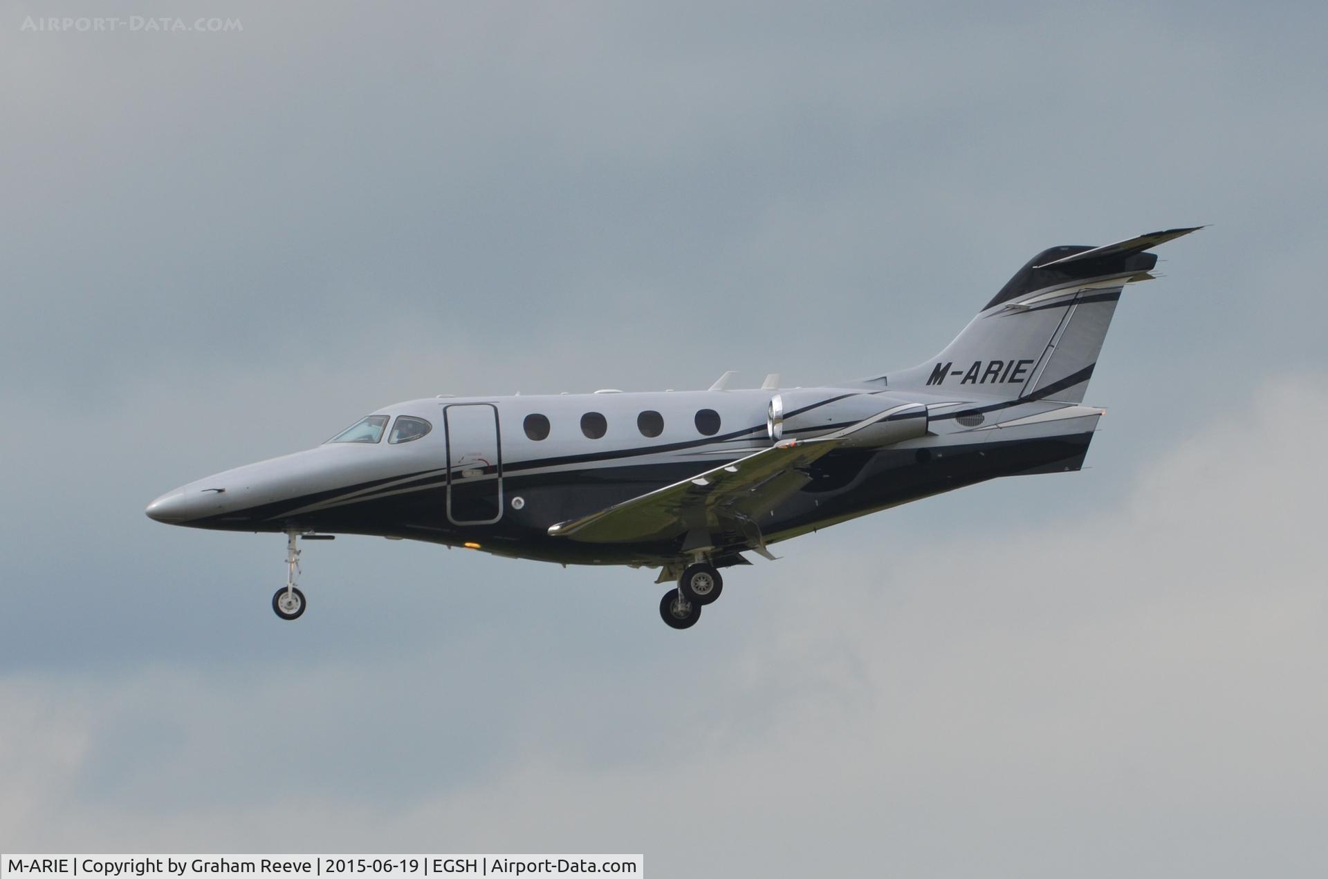 M-ARIE, 2007 Hawker Beechcraft 390 Premier 1A C/N RB-201, Landing at Norwich.