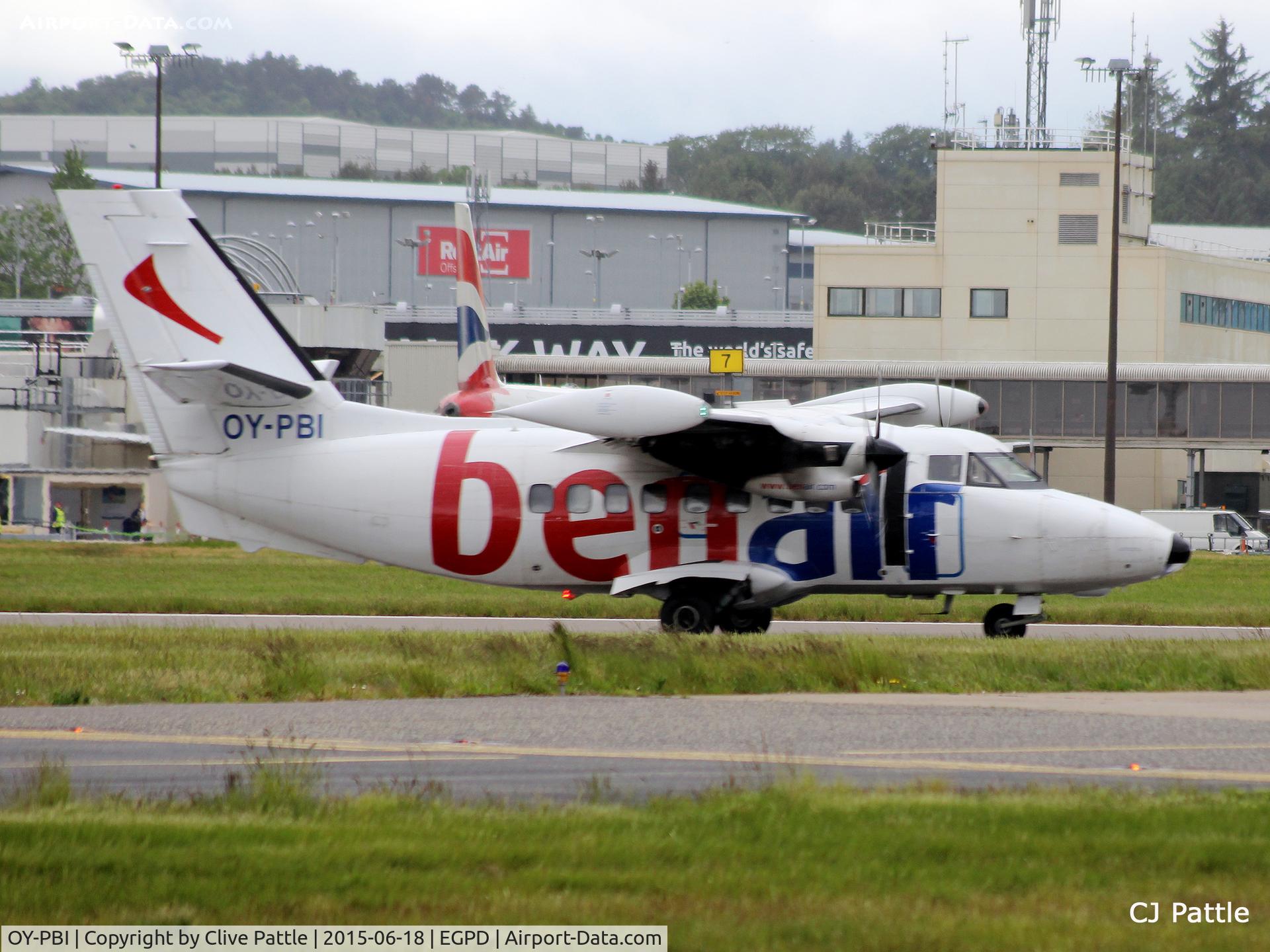OY-PBI, 1987 Let L-410UVP-E20 Turbolet C/N 871936, In action at Aberdeen Airport, Scotland EGPD